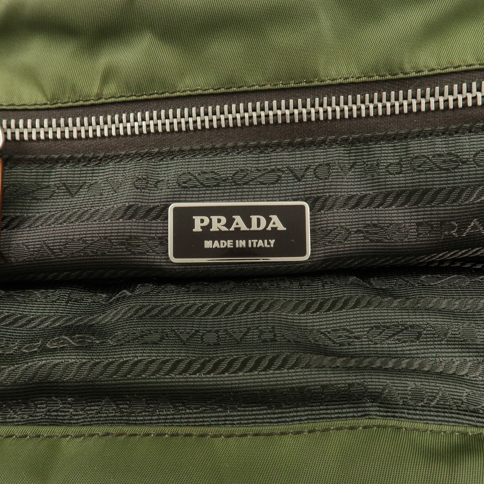 PRADA Nylon Leather Shoulder Bag Khaki Brown Green Used