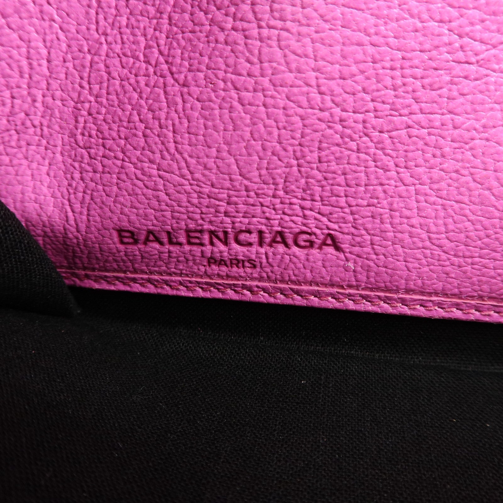 BALENCIAGA Leather Classic Continental Zip Wallet Pink 390187 Used