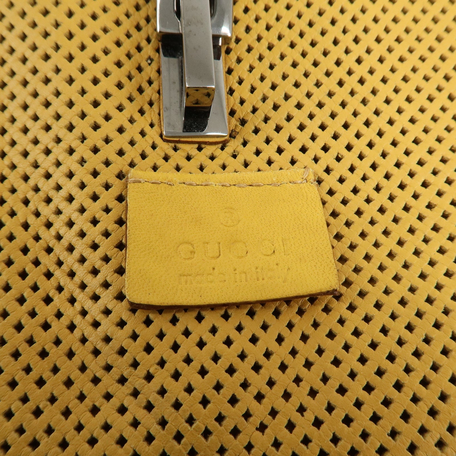 GUCCI Leather Kandensky One-Shoulder Bag Yellow 28628 Used