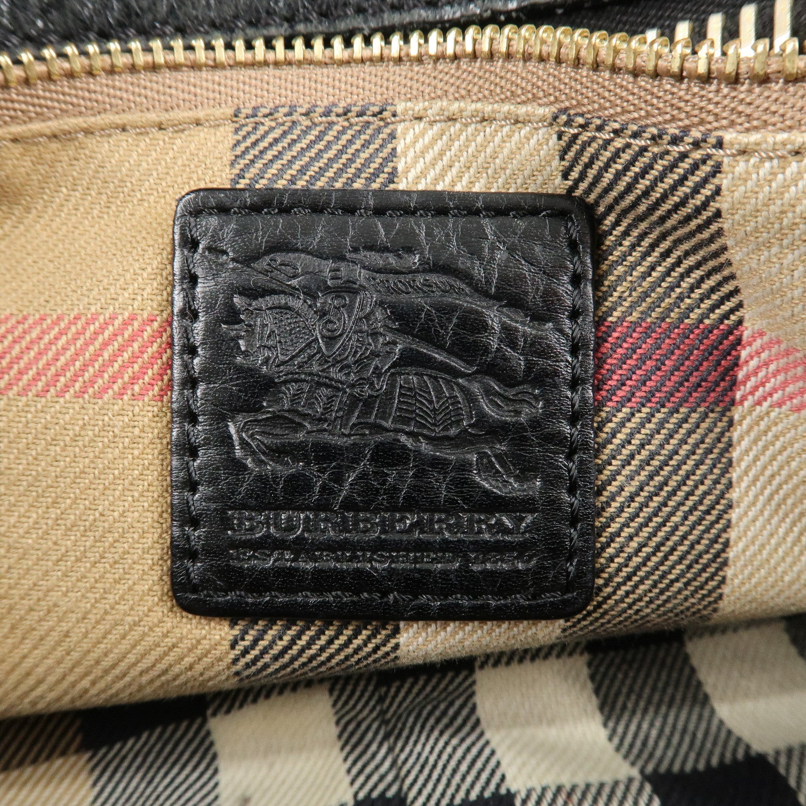 BURBERRY Logo Leather Shoulder Bag Hand Bag Black Used