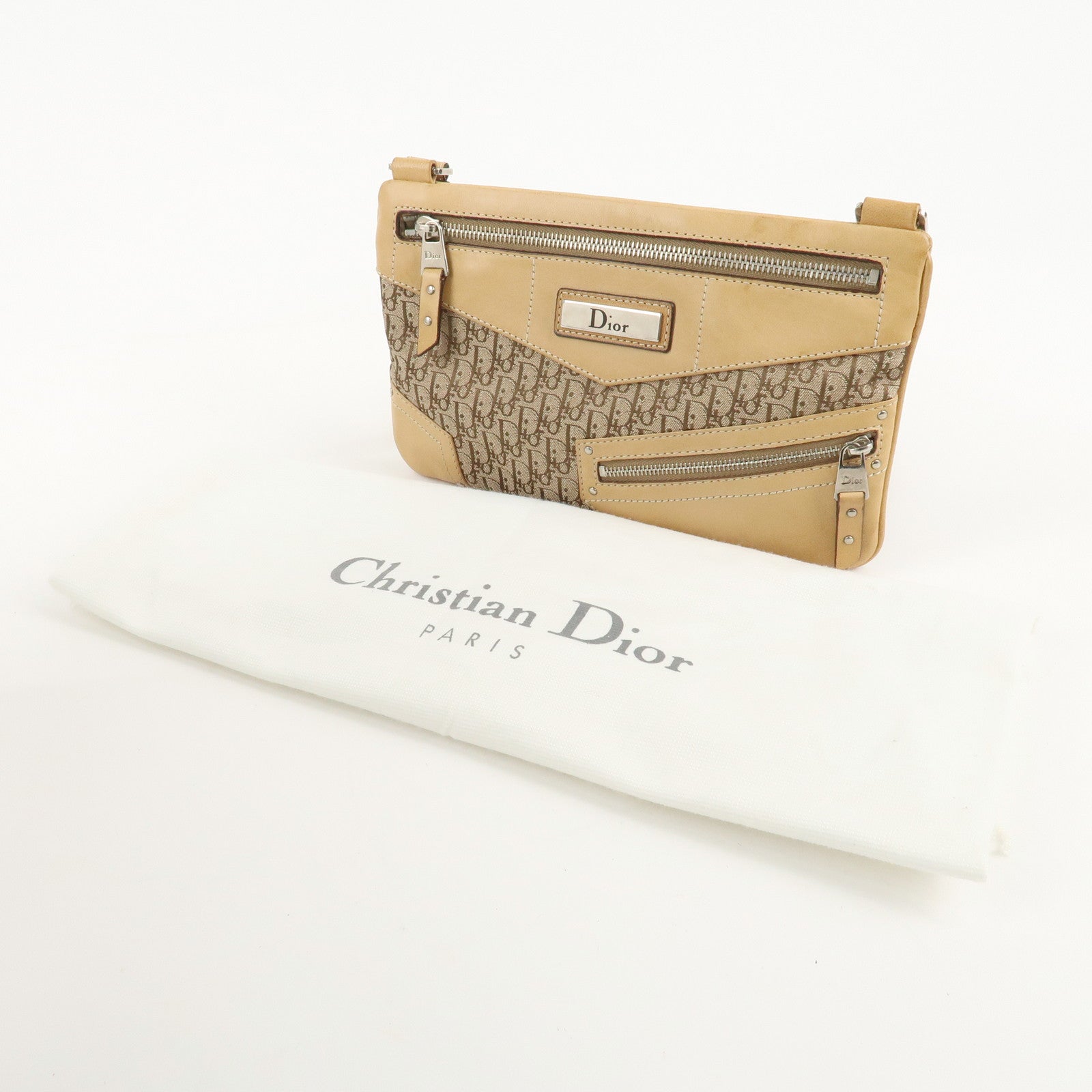 Christian Dior Street Chic Trotter Canvas Leather Shoulder Bag Used