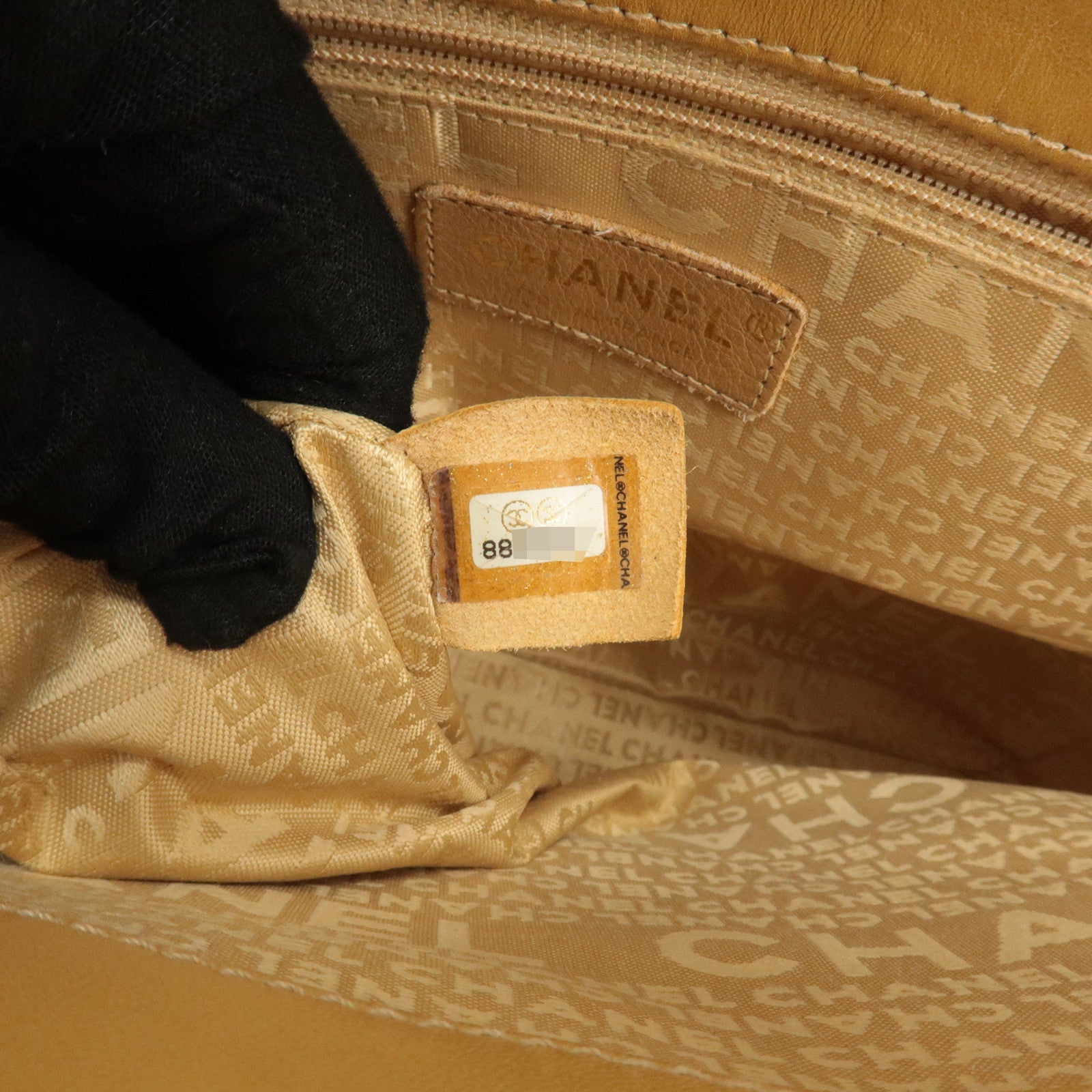 CHANEL Icon Line Leather COCO Mark Tote Bag Hand Bag Beige Used