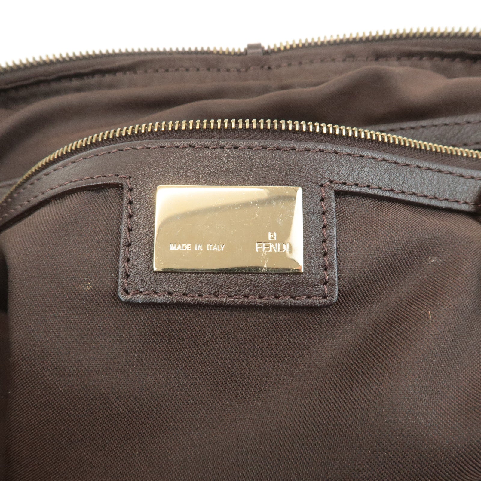 FENDI Unborn Calf Leather Hand Bag Shoulder Bag Brown 8BR286 Used