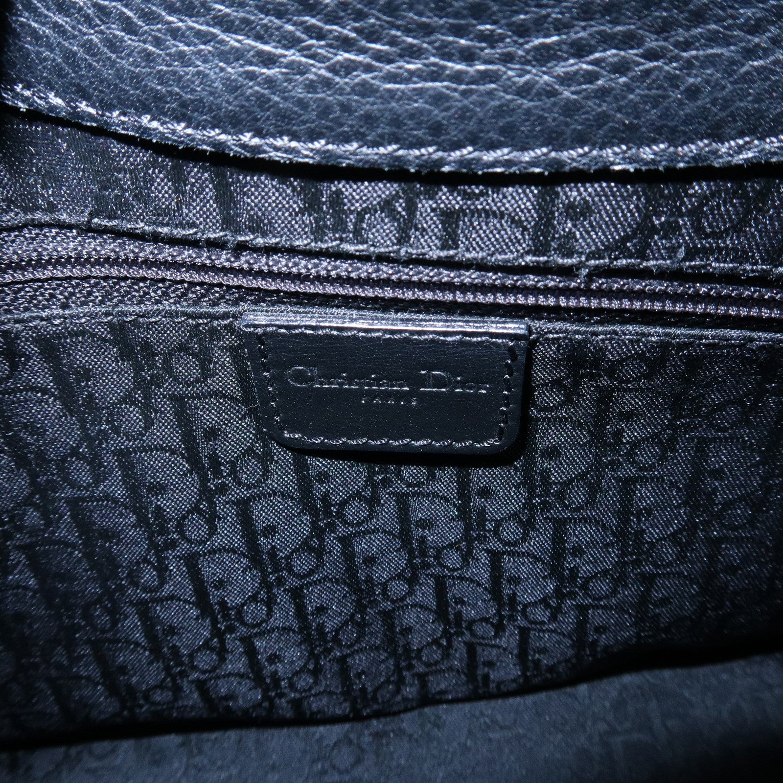 Chiristian Dior Leather Shoulder Bag Hand Bag Black Silver HDW Used