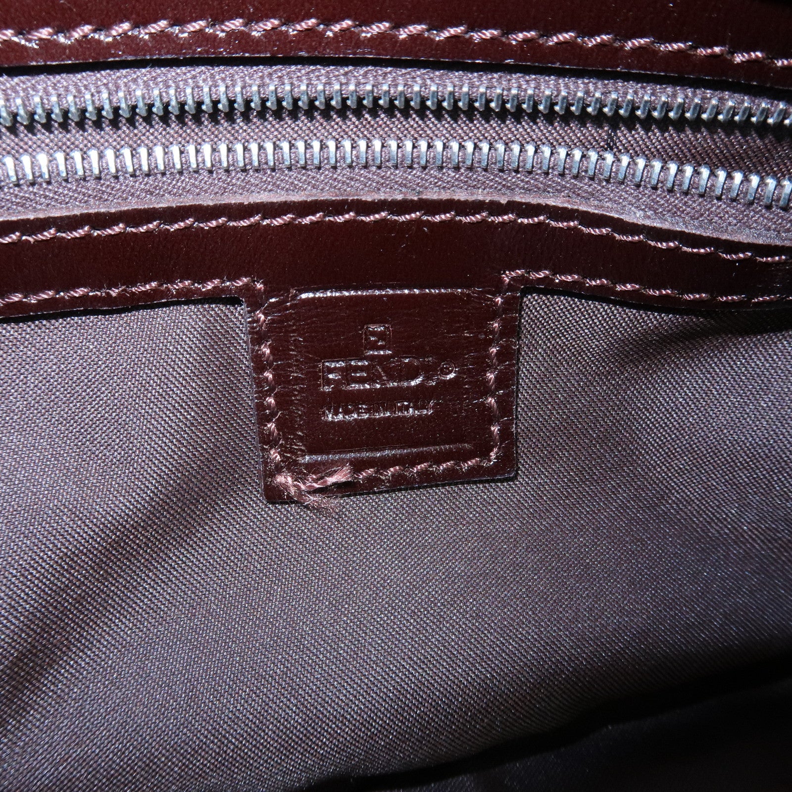 FENDI Mamma Baguette Canvas Shoulder Bag Brown Black 26424 Used