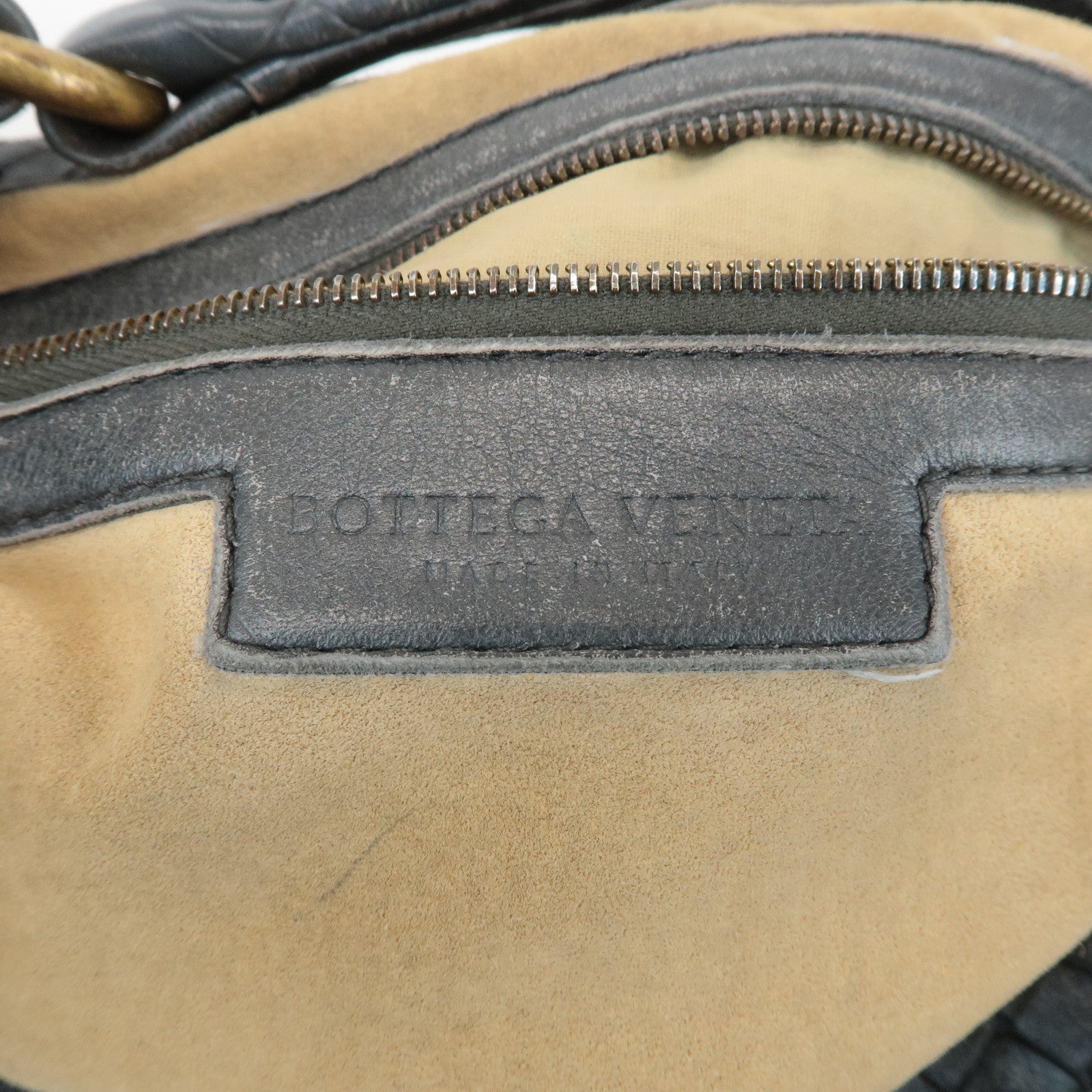 BOTTEGA VENETA Intrecciato Leather Shoulder Bag Gray 181347 Used