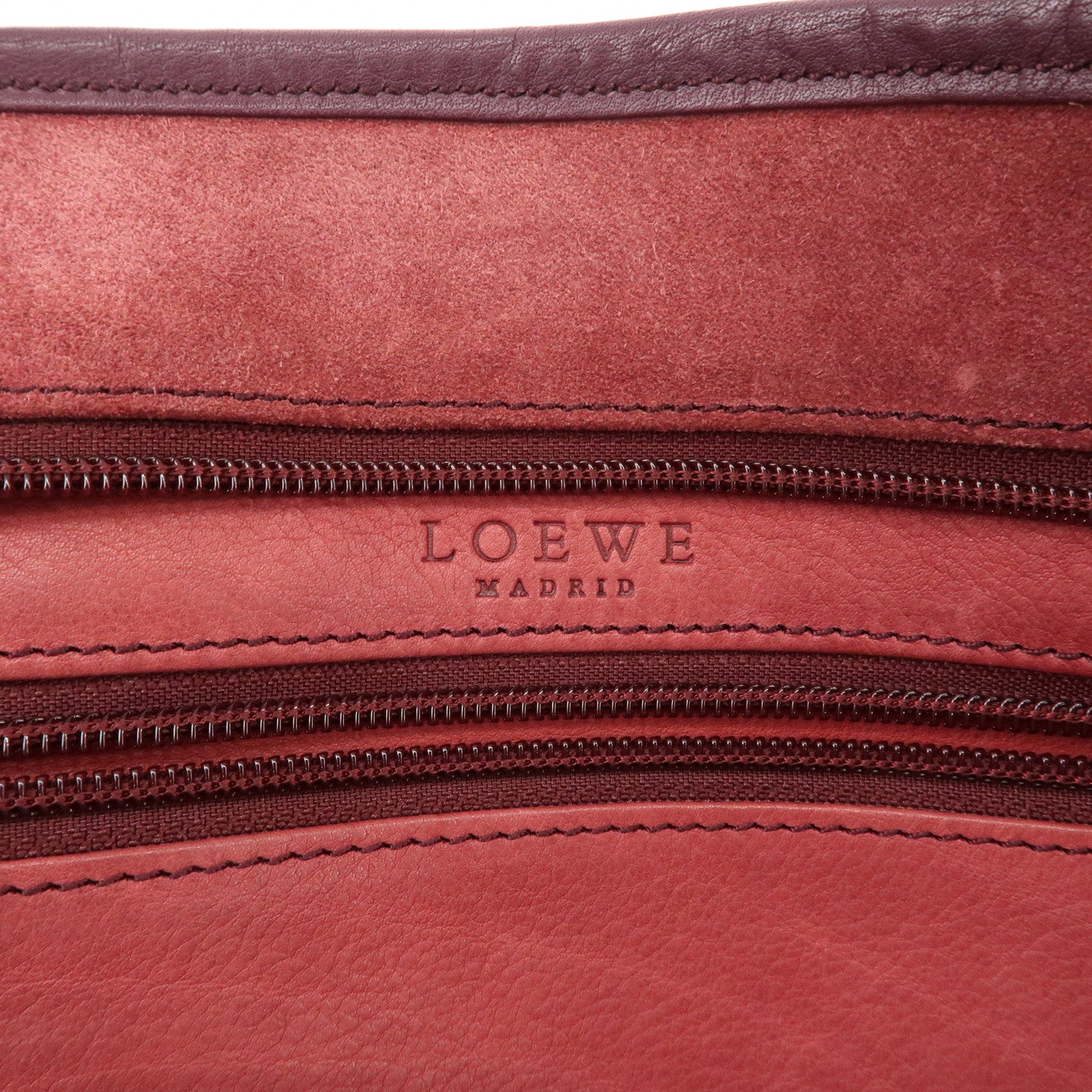 LOEWE Anagram Suede Leather Amazona 32 Hand Bag Pink Purple Used