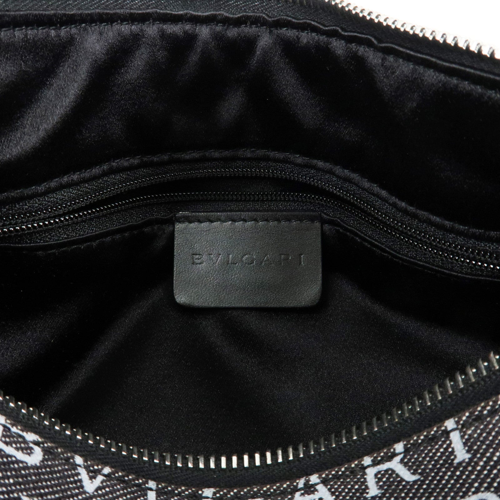 BVLGARI Logo Mania Canvas Leather B-Zero 1 Shoulder Bag Black Used