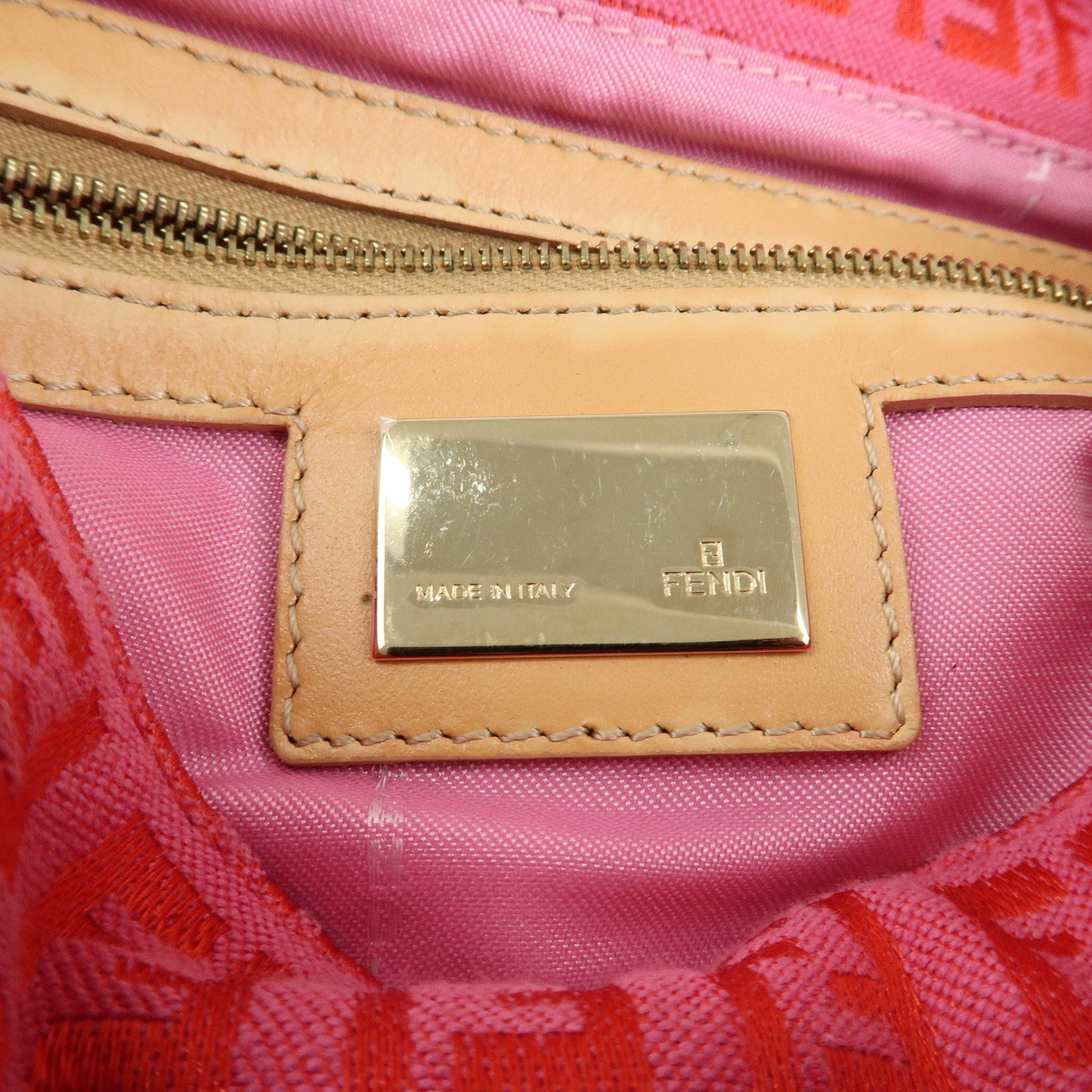 FENDI Mamma Baguette Zucchino Canvas Leather Shoulder Bag 8BR001 Used