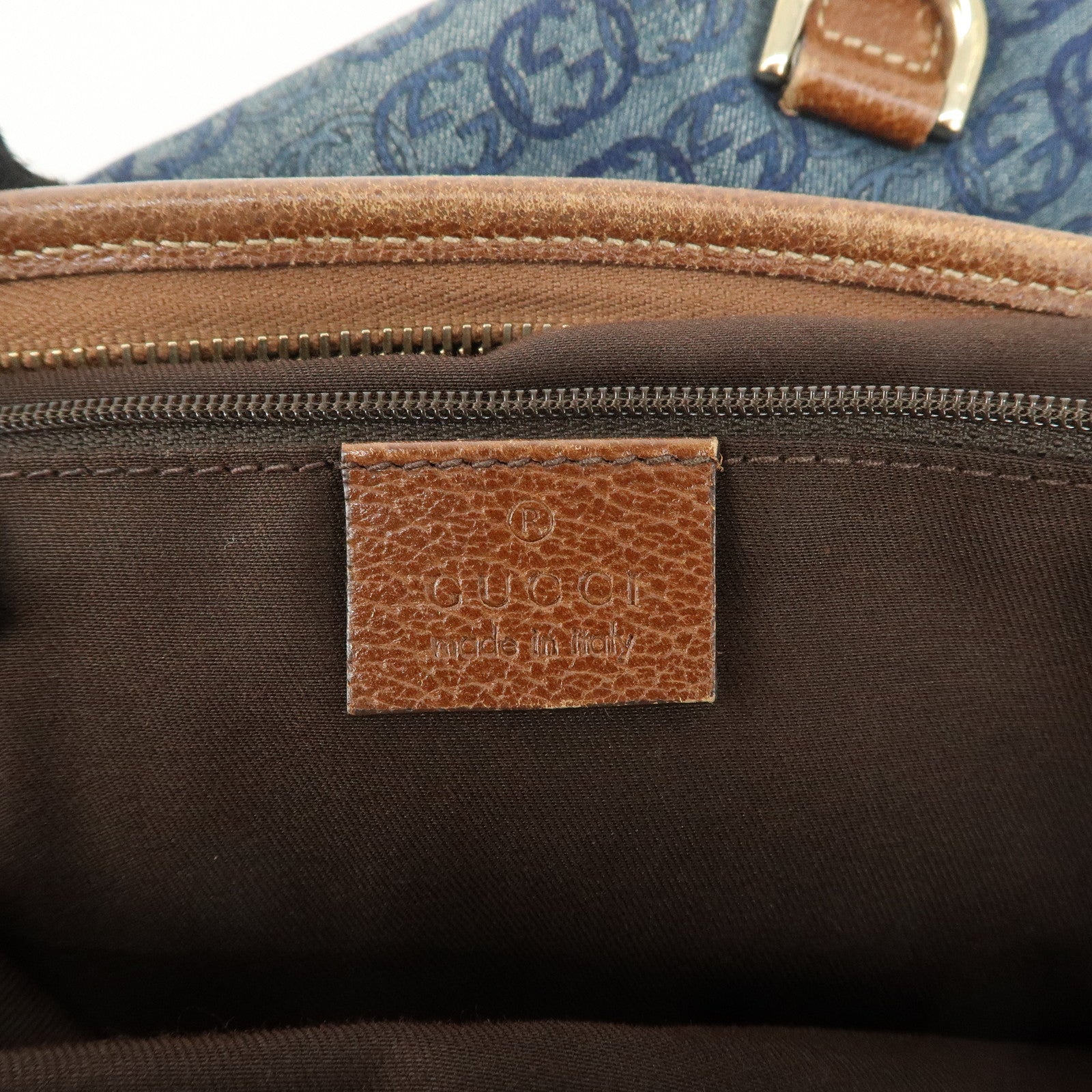 GUCCI Interlocking Abbey Denim Leather Shoulder Bag 131326 Used