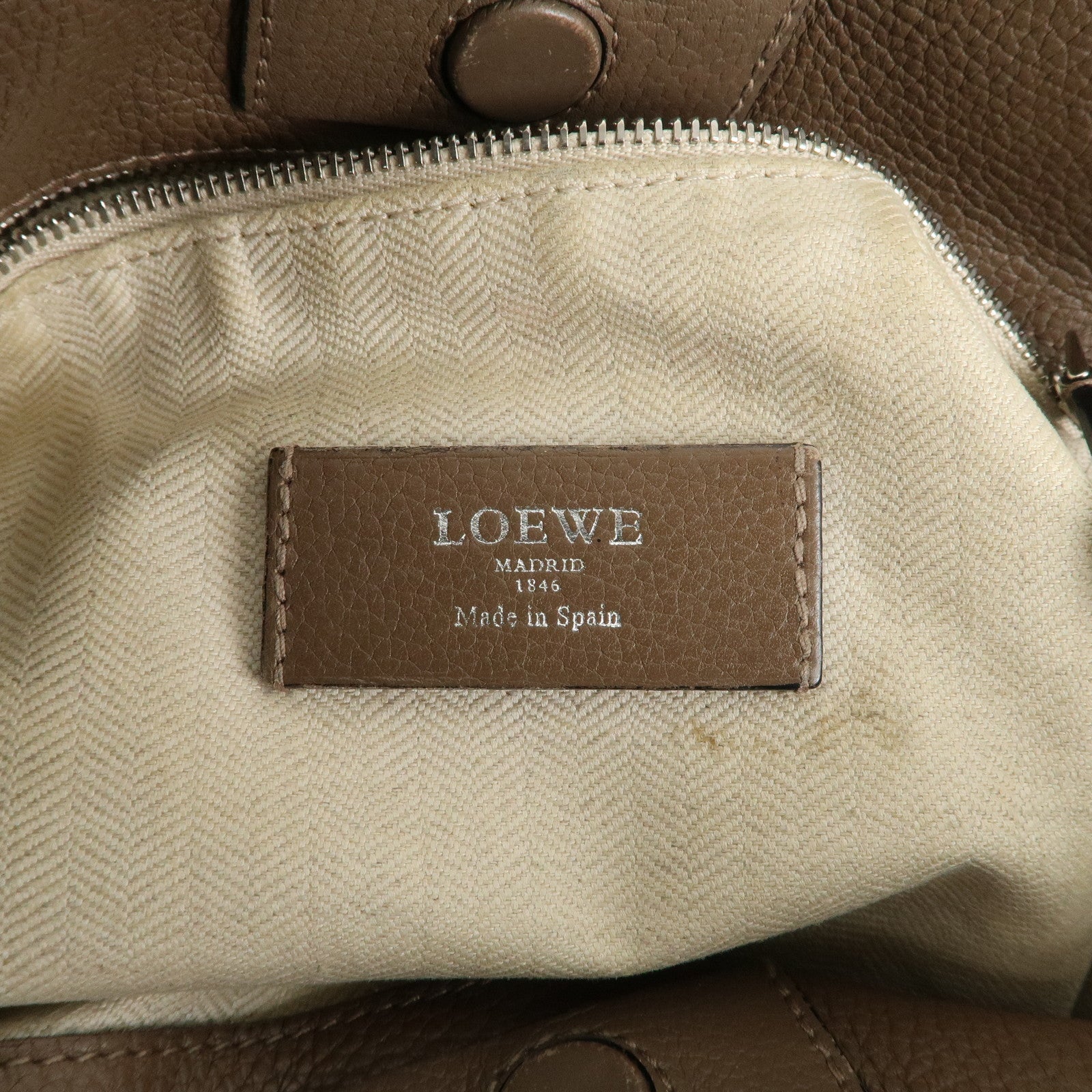 LOEWE Anagram Leather Dunas Shoulder Bag Brown Used