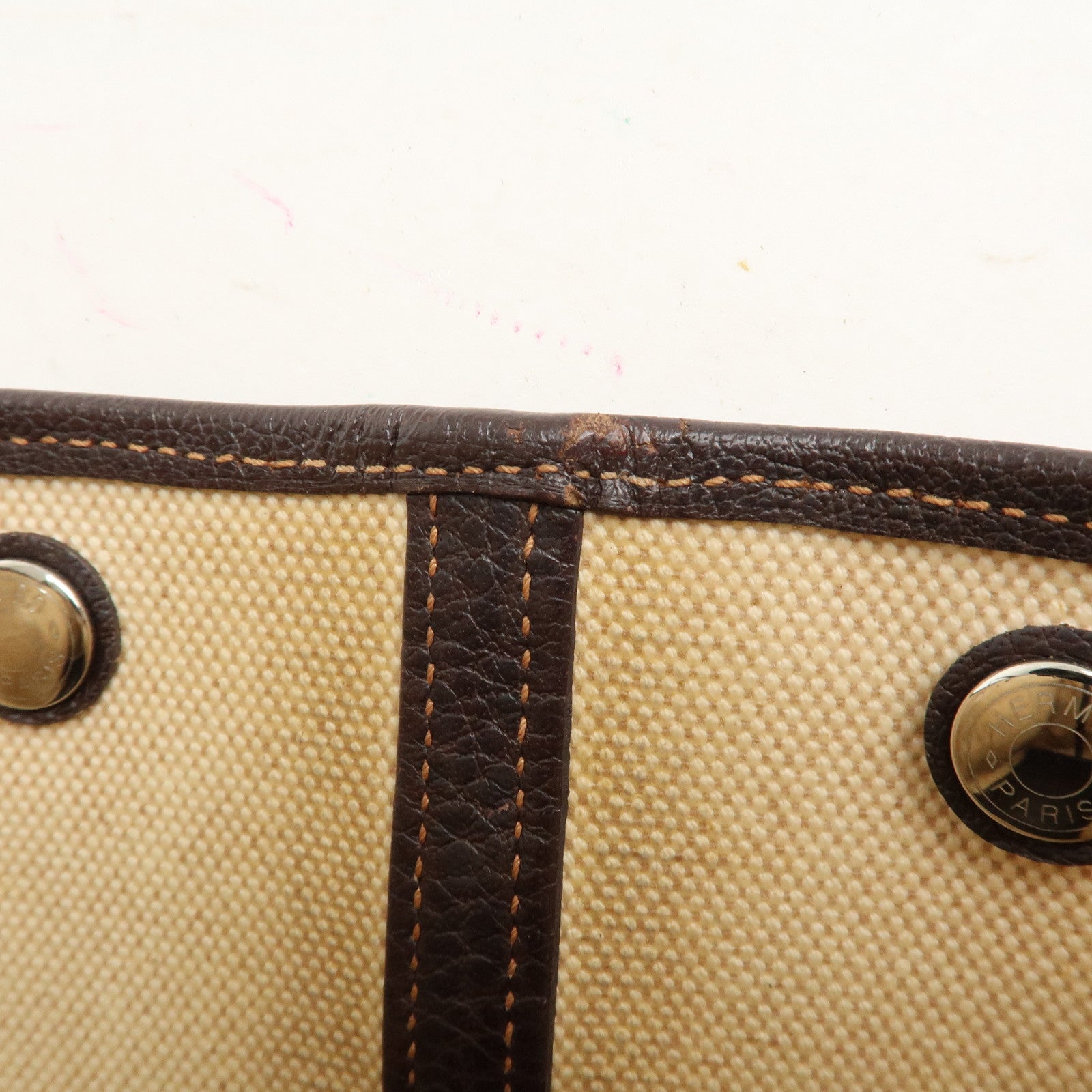 HERMES Toile Ash Leather Garden Party I Stamped (around 2005) Used