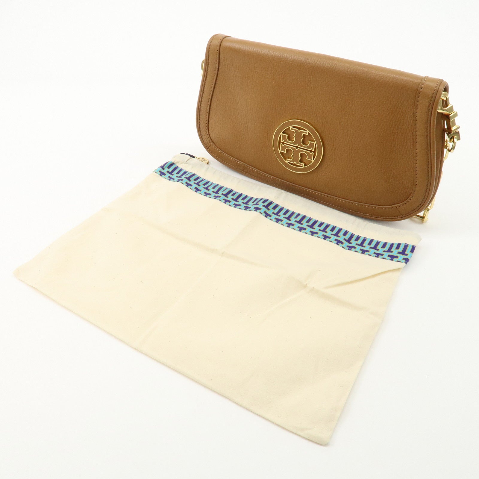 Tory Burch Leather Chain Shoulder Bag Hand Bag Light Brown Used