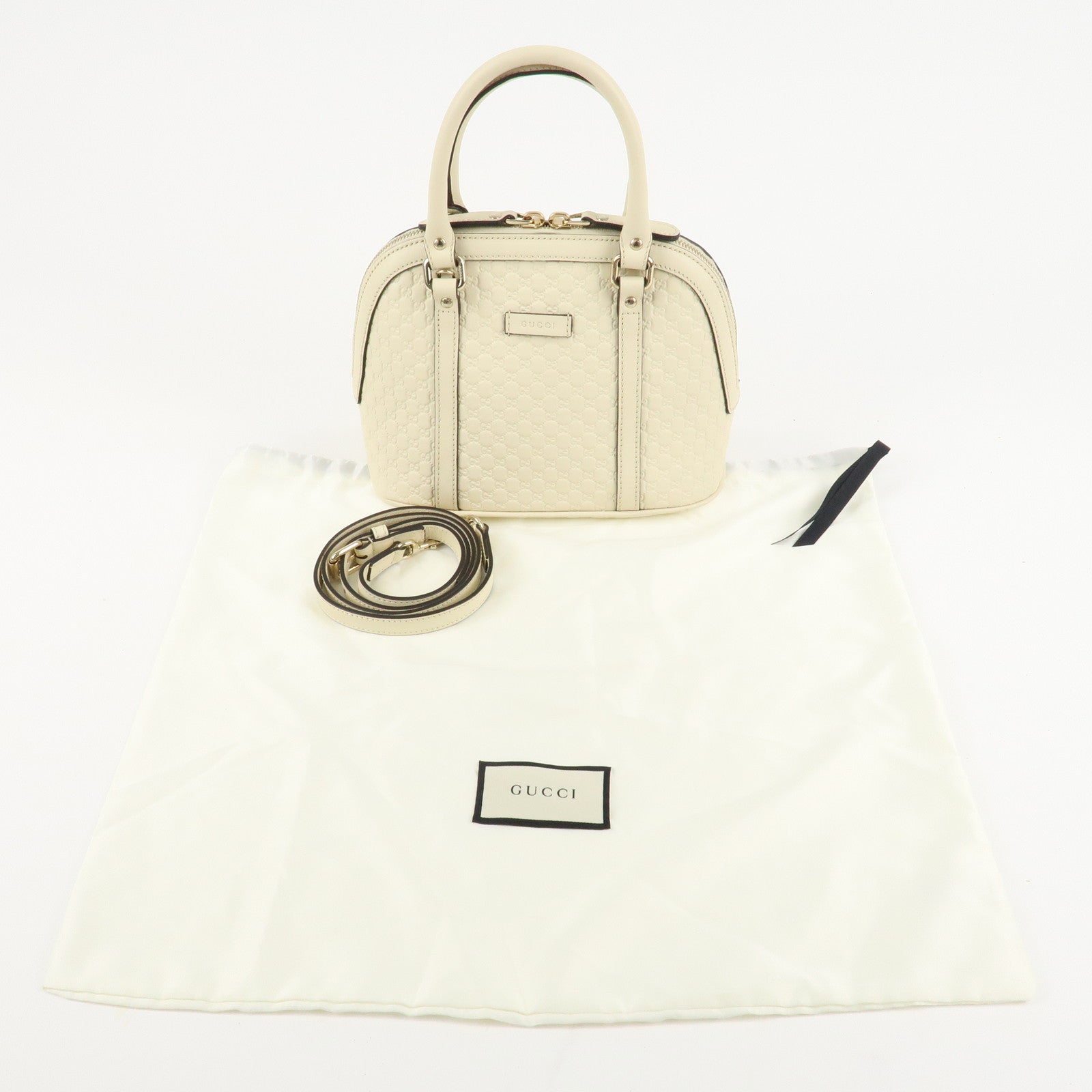 GUCCI Micro Guccissima Leather 2WAY Bag Hand Bag Ivory 449654 Used