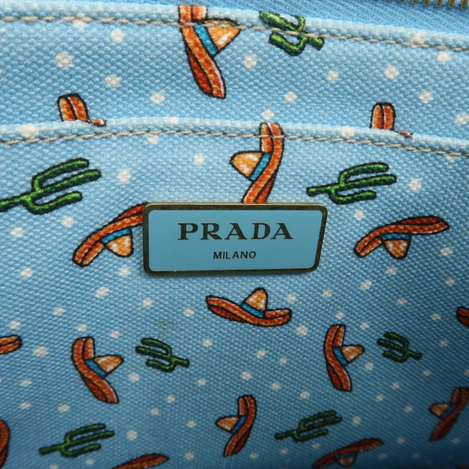 PRADA Canapa Mini Canvas 2Way Bag Light Blue 1BG439 Used