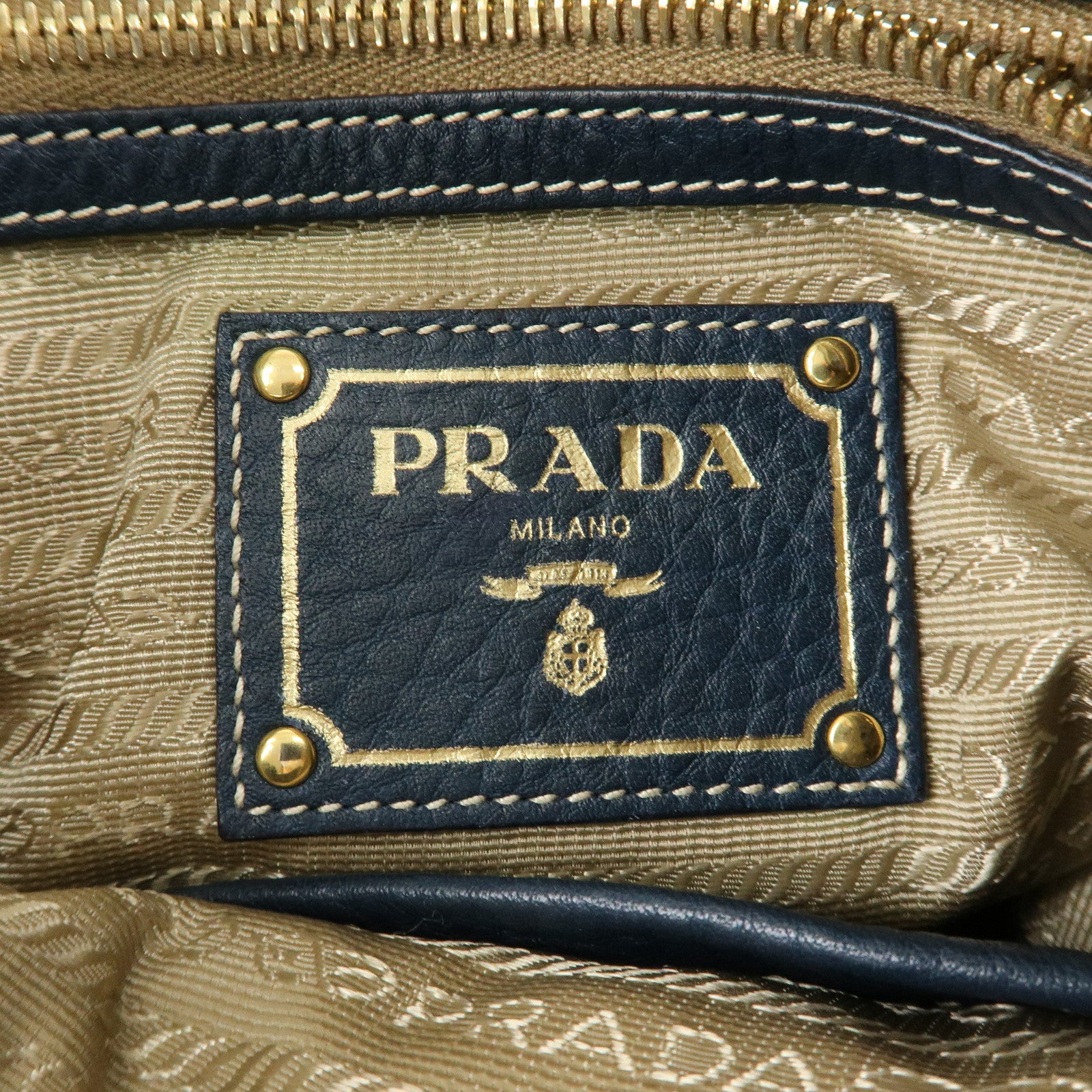 PRADA Soft Calf Leather Shoulder Bag Hand Bag Blue BR4690 Used