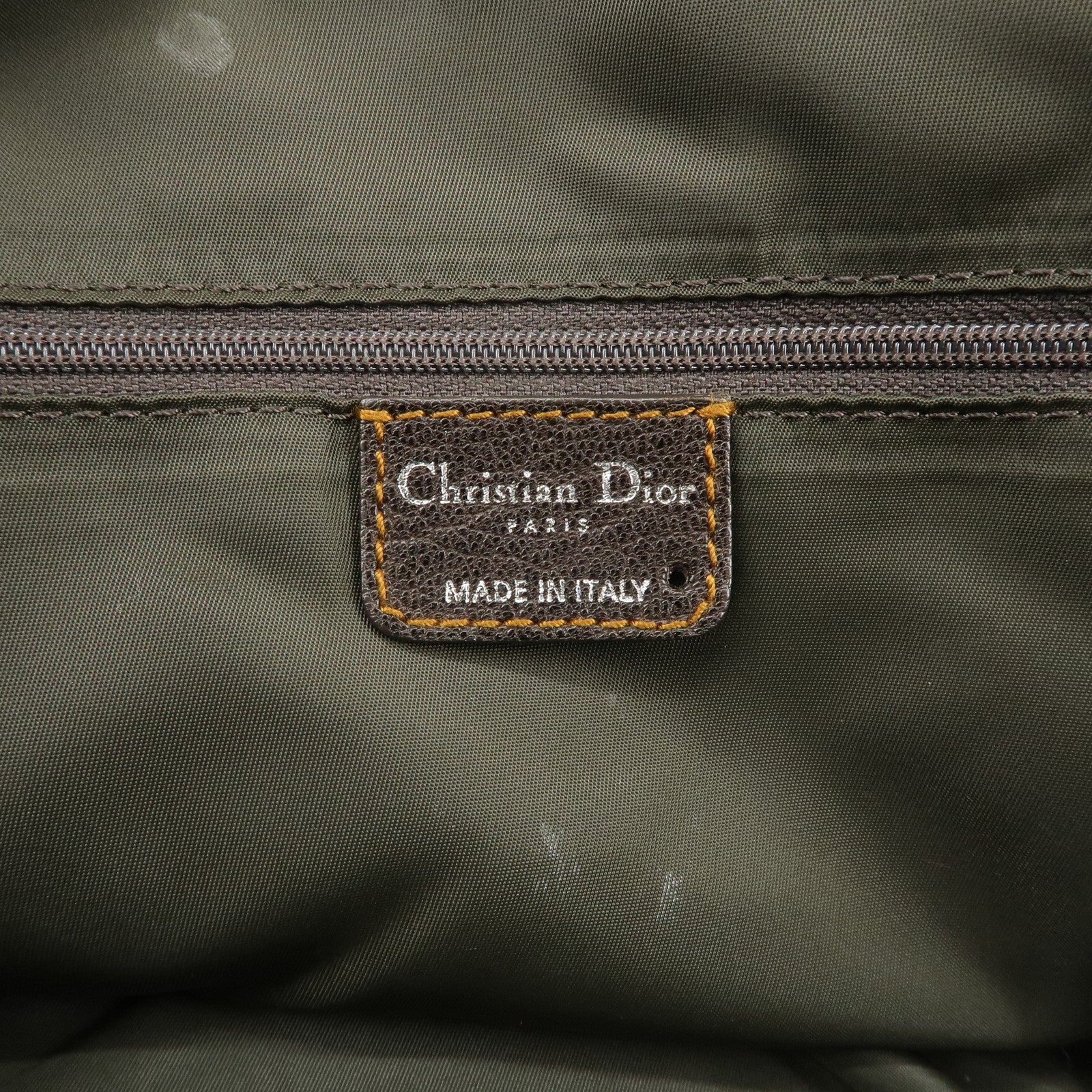 Christian Dior Logo Trotter Canvas Leather Boston Bag Beige Brown Used