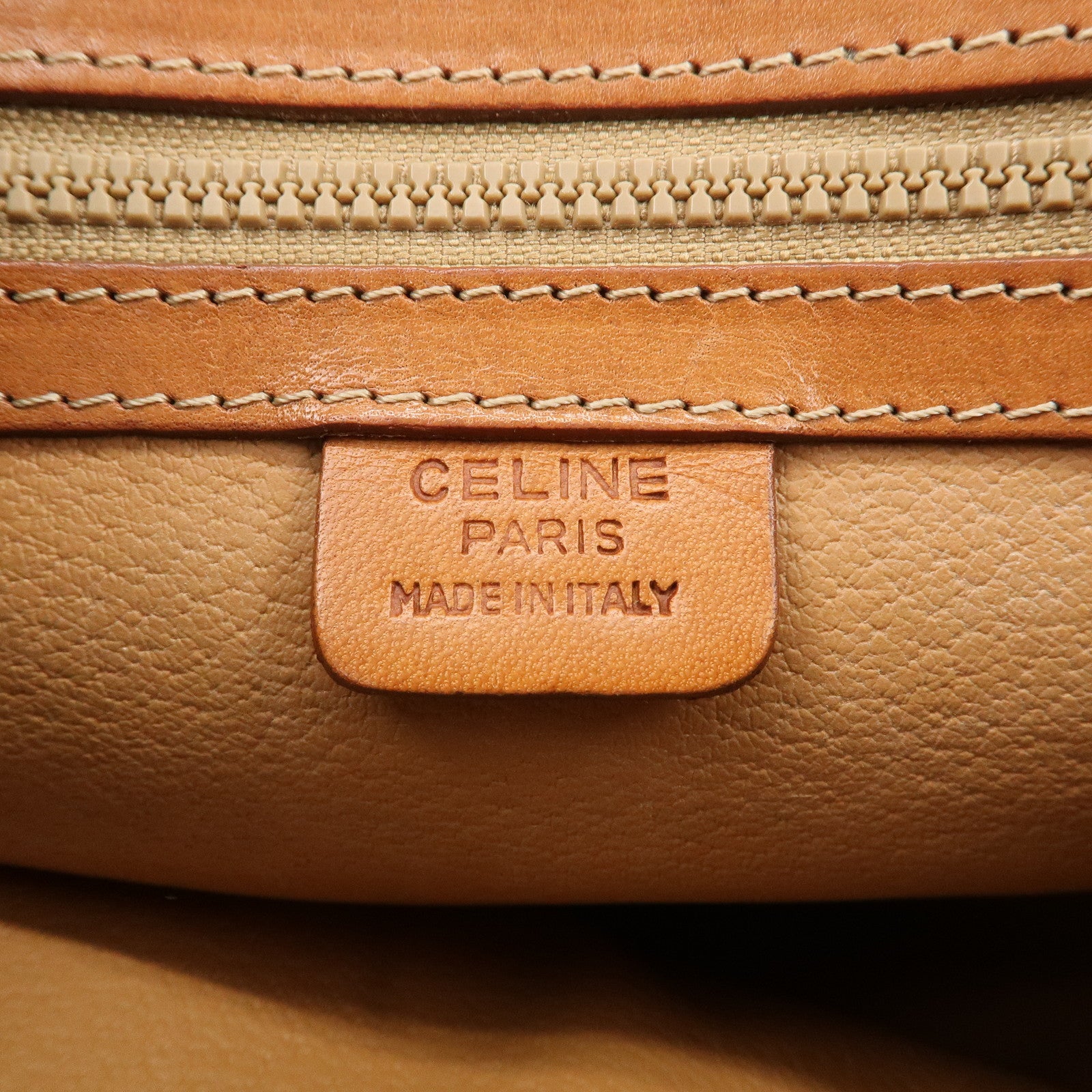 CELINE Macadam PVC Leather Hand Bag Brown Used