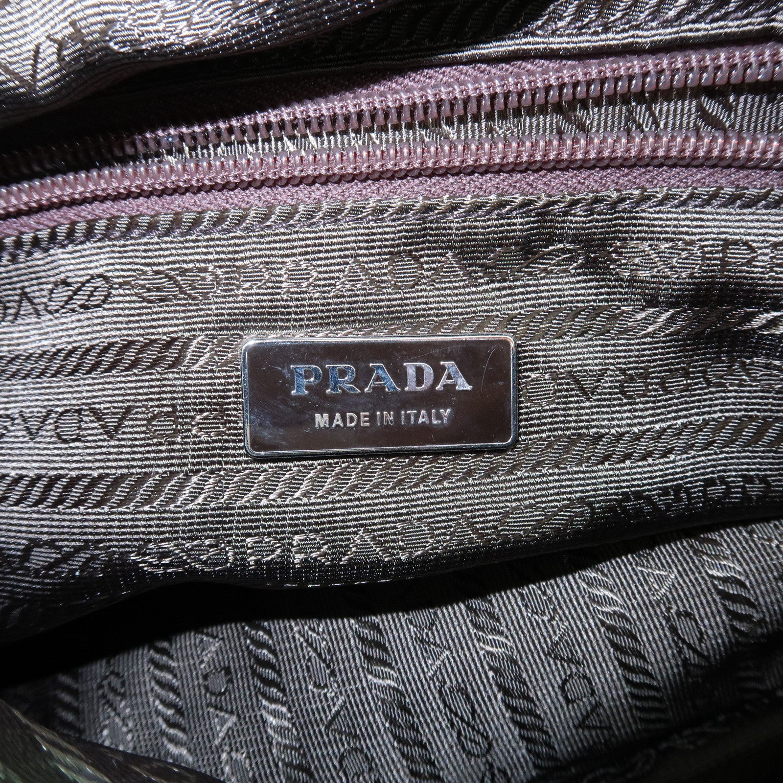 PRADA Nylon Leather Shoulder Bag Flower Motif Green Brown Used