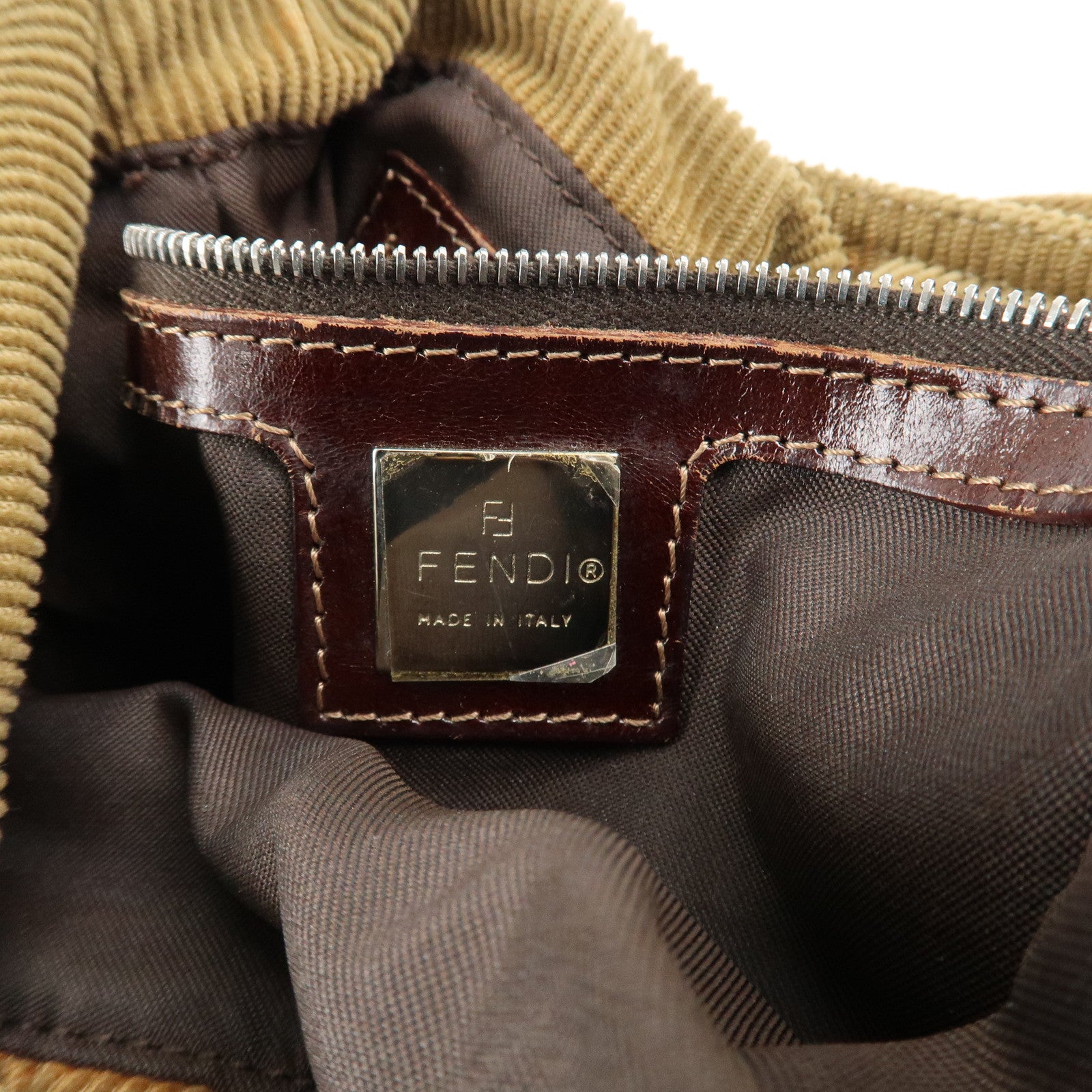 FENDI Corduroy Shoulder Bag 20686 Used