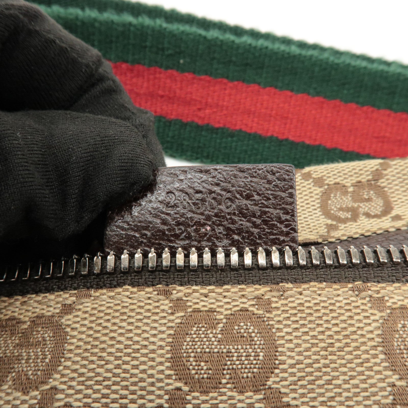 GUCCI GG Canvas Leather Waist Bag Crossbody Bag Beige Brown 28566 Used