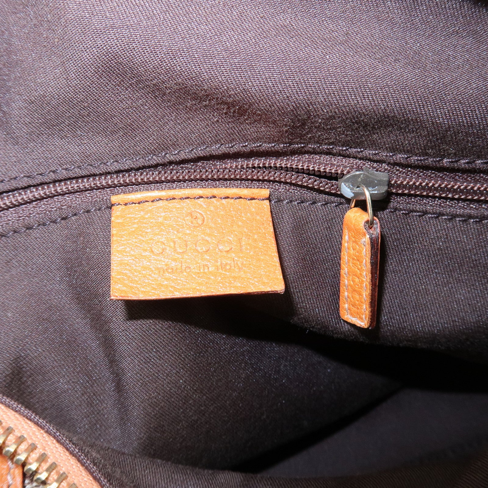 GUCCI Abbey GG Canvas Leather Mini Boston Bag Beige Orange 130942 Used