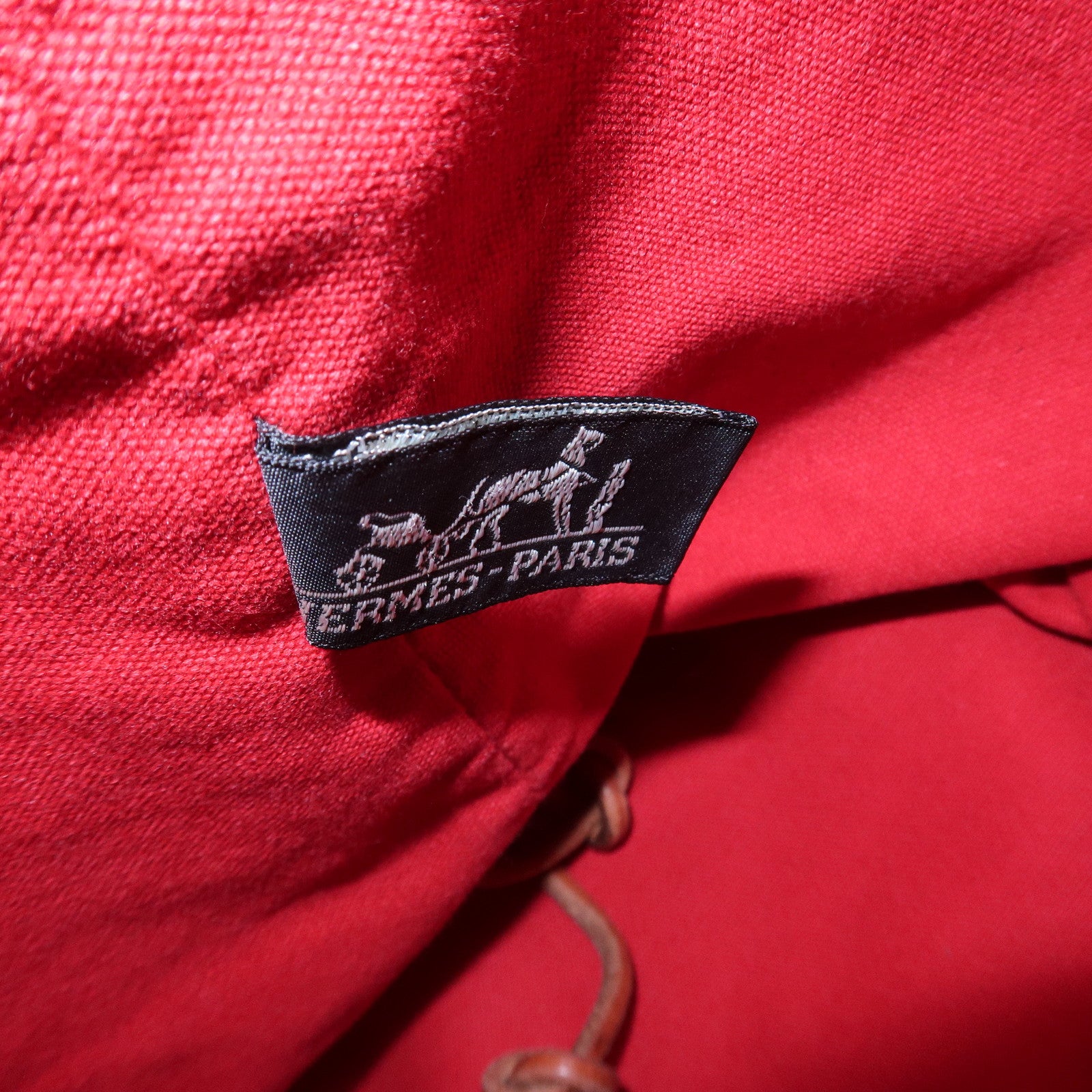 HERMES Canvas Leather Porochon Mimil PM Shoulder Bag Red Used