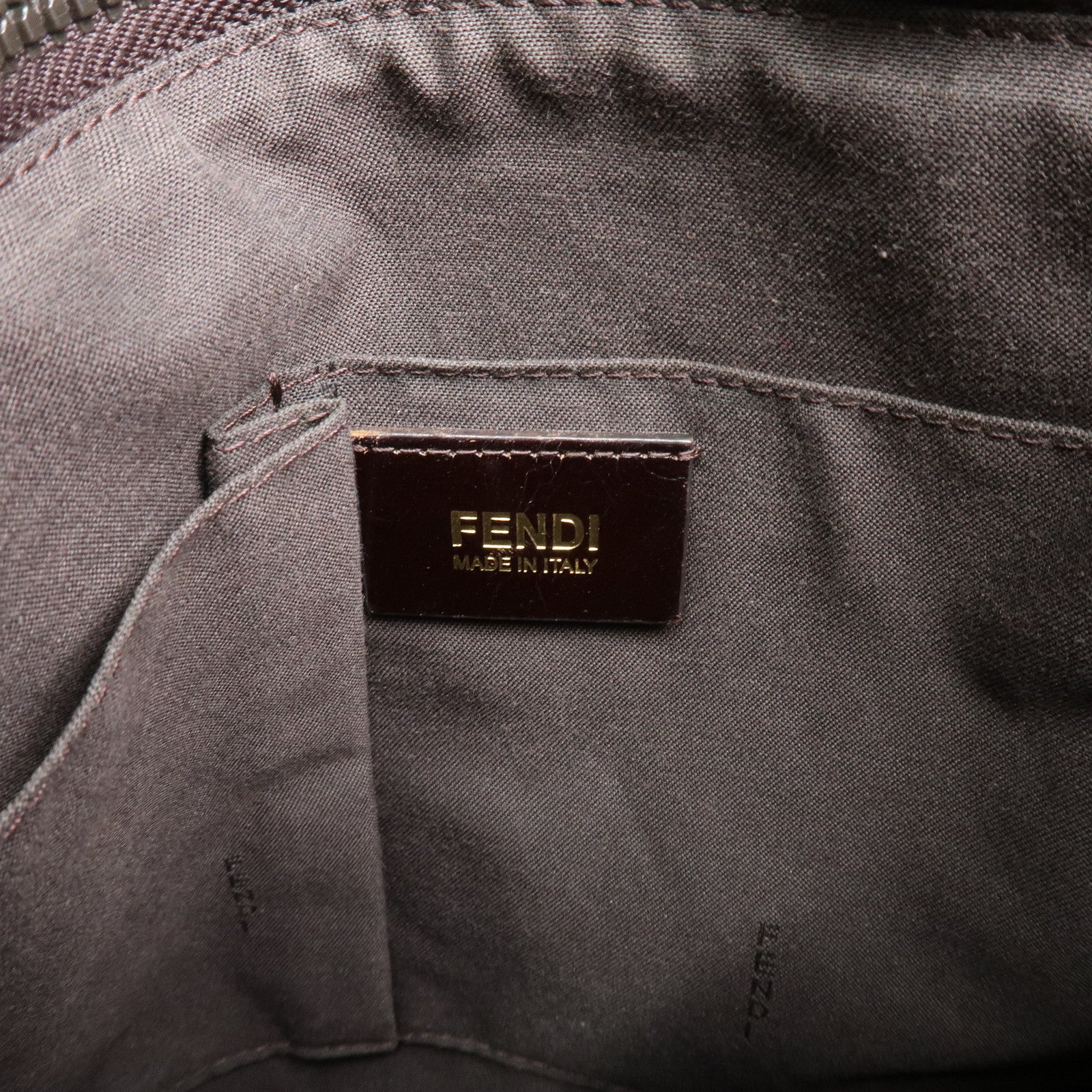 FENDI Zucca Print PVC Shoulder Bag Khaki Black 7VA207 Used