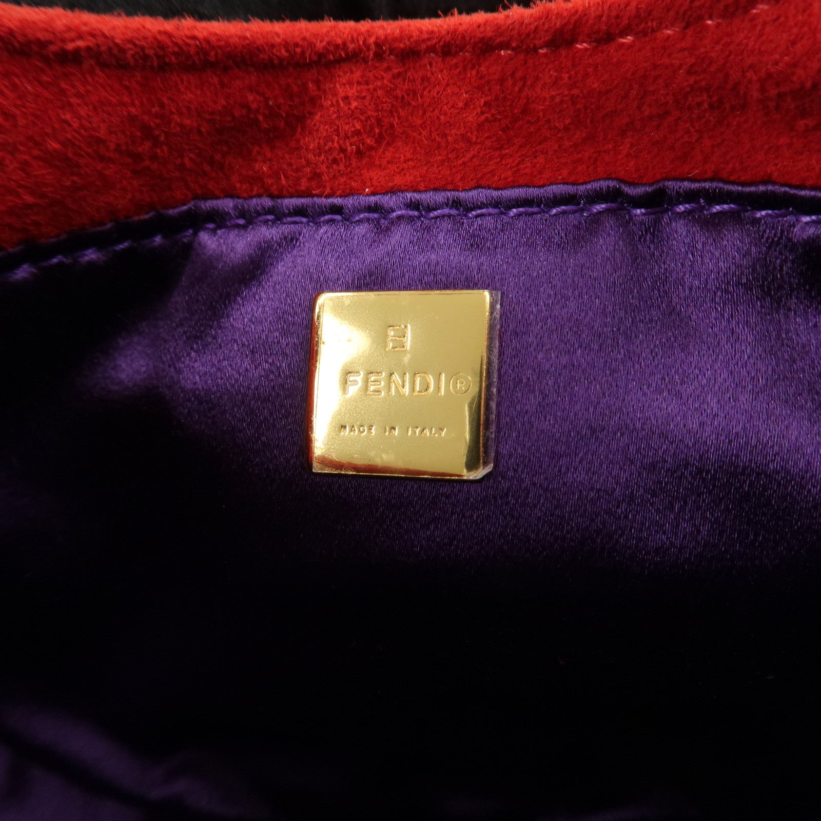 FENDI Suede Leather Mini Croissant Hand Bag Red 26673 Used