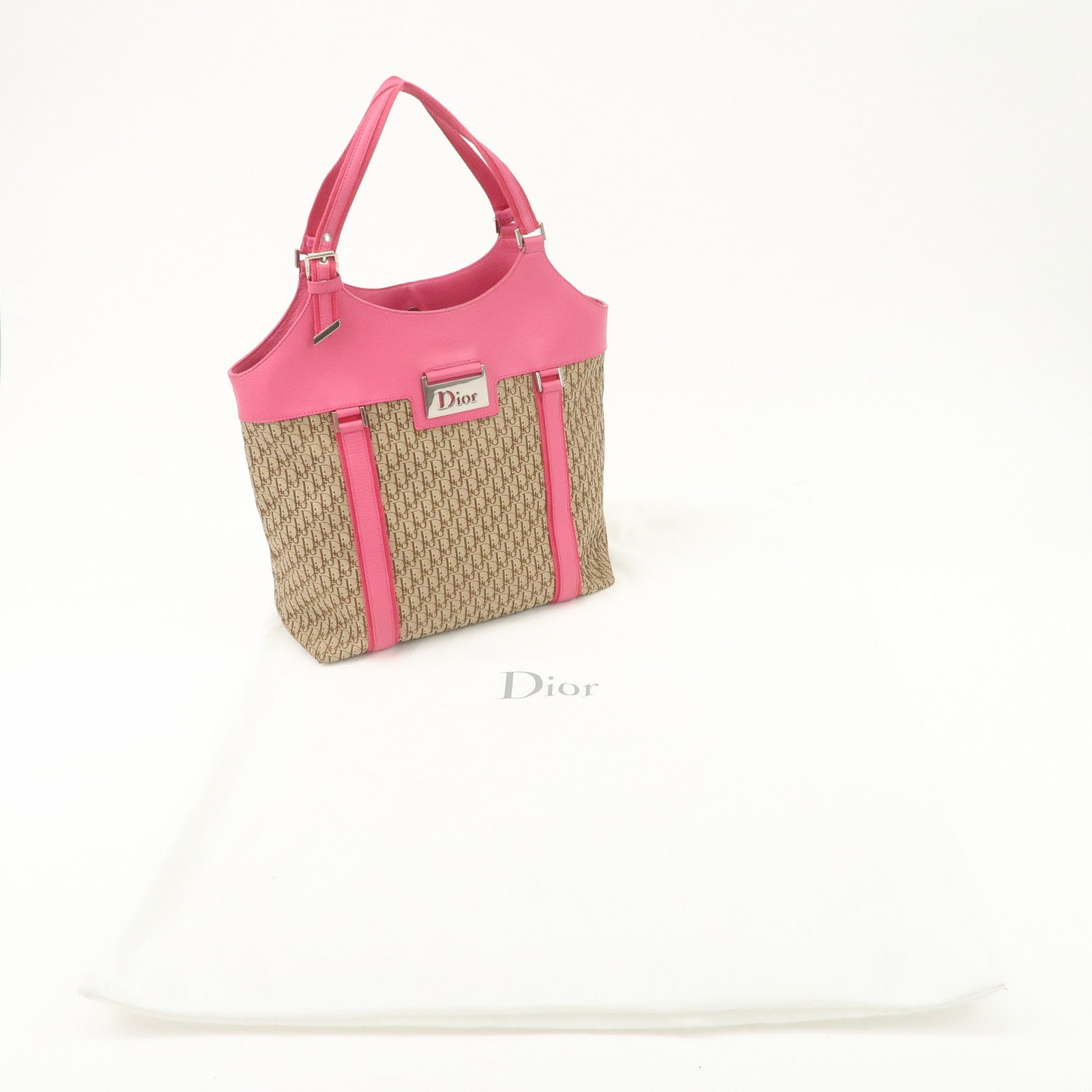 Christian Dior Street Chic Trotter Canvas Leather Tote Bag Used