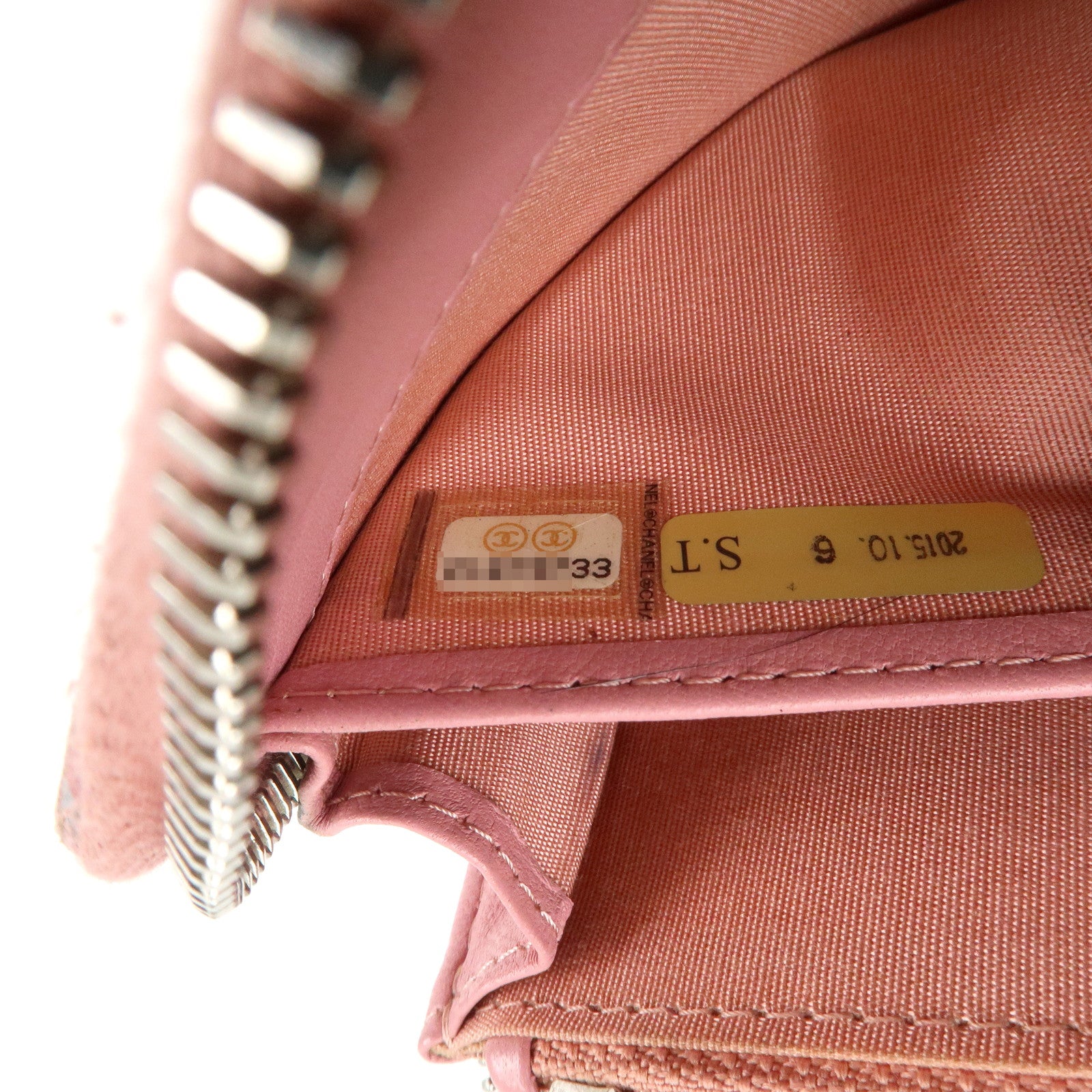 CHANEL Camellia Lamb Skin Long Zippy Wallet Pink A50085 Used