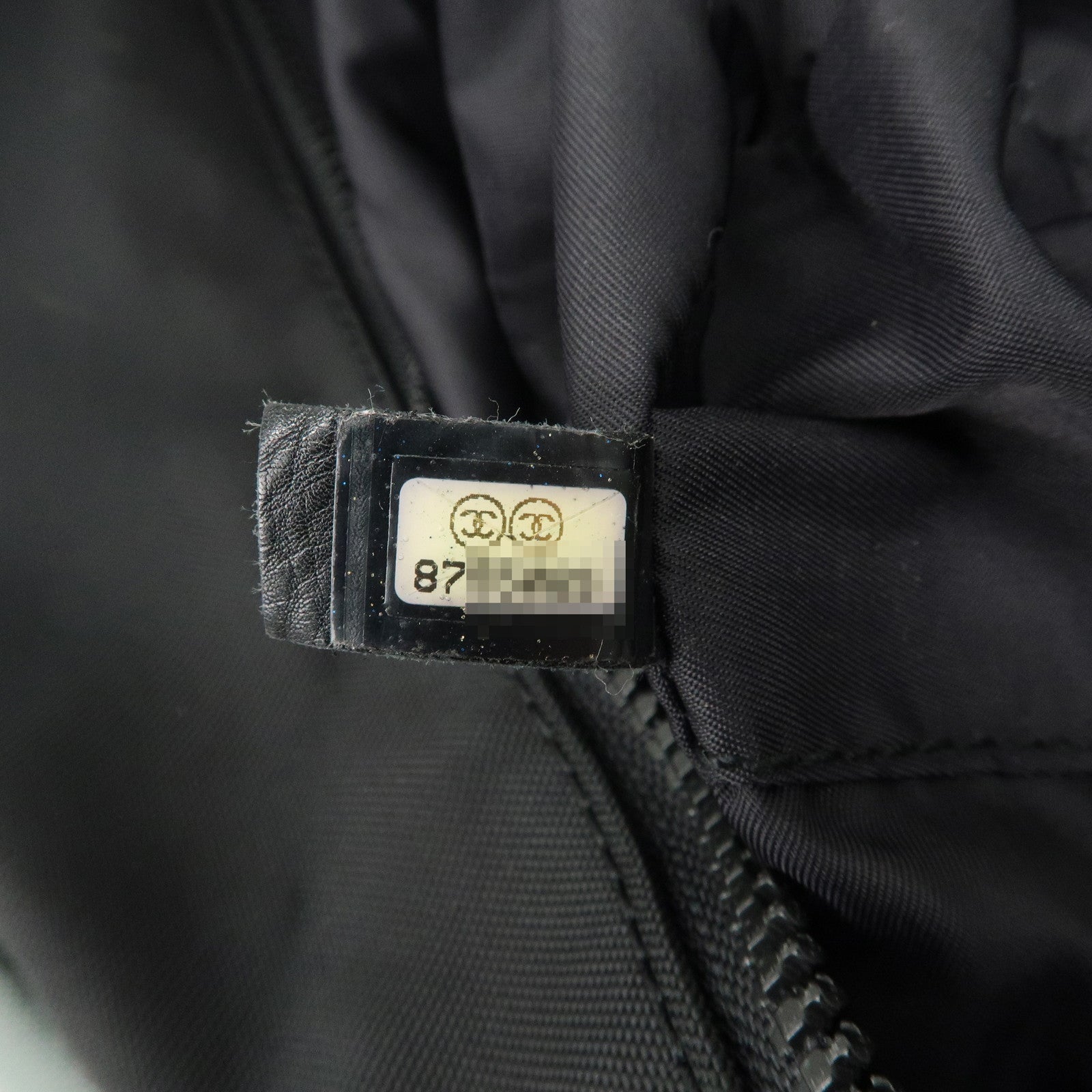 CHANEL Sportsline Nylon Canvas Shoes Bag Hand Bag Black Gray Used