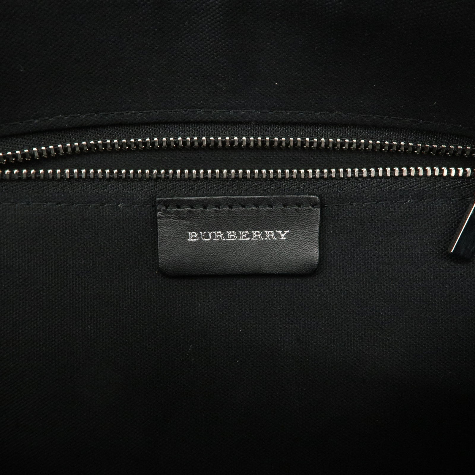 BURBERRY Wool Leather Boston Bag Hand Bag Black Beige Purple Used