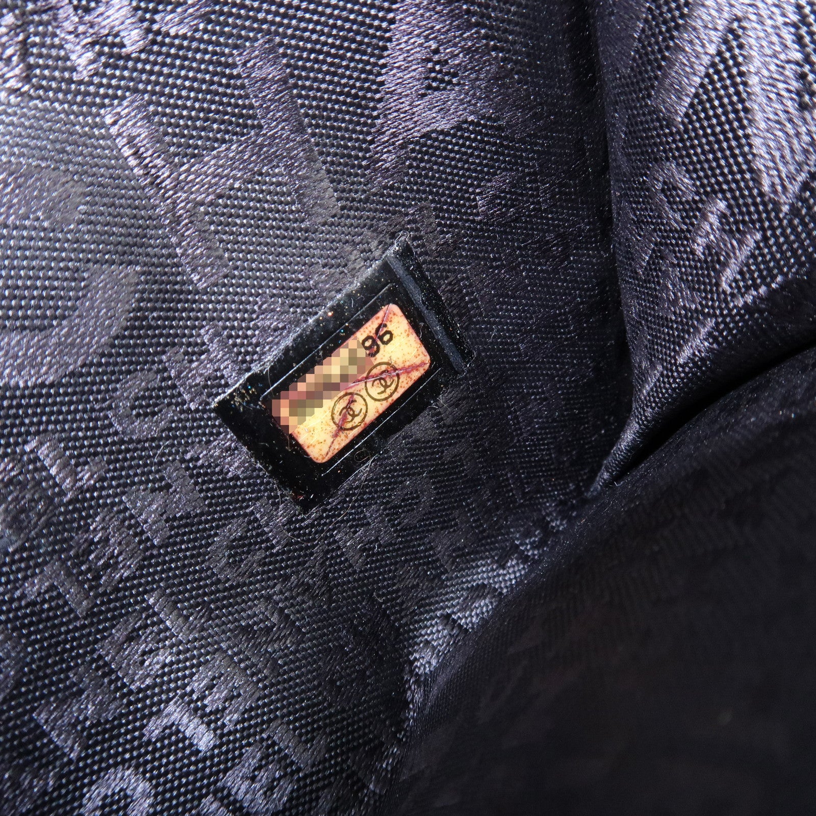 CHANEL Icon Line Lamb Skin W Flap Bi-fold Wallet Black A24212 Used