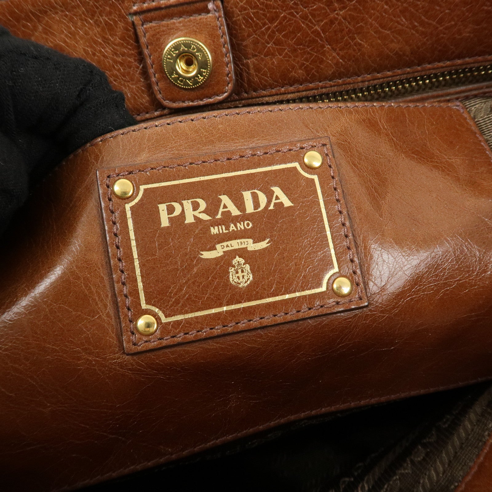 PRADA Leather 2Way Bag Shoulder Bag Hand Bag Brown Used