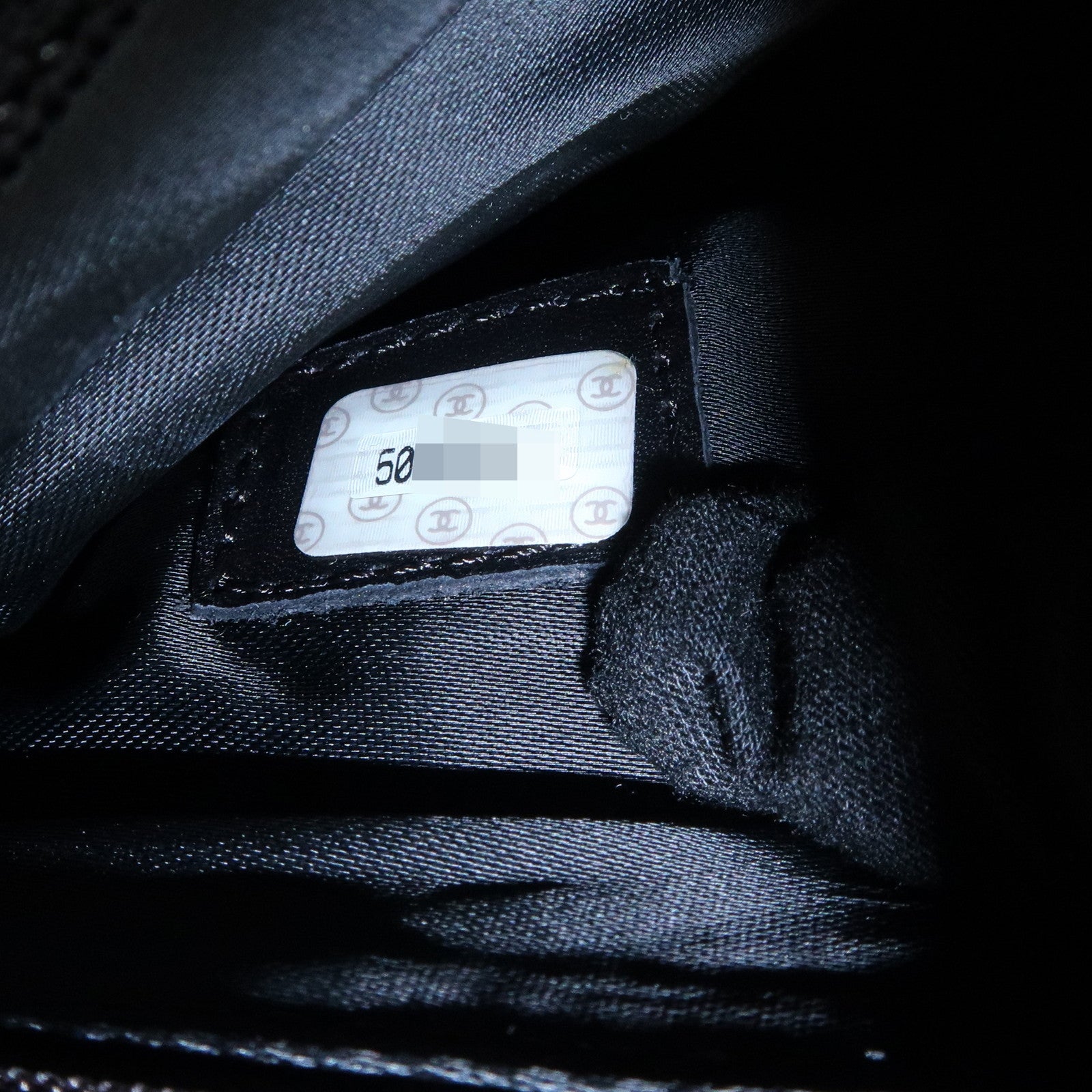 CHANEL COCO Mark Caviar Skin Chain Tote Bag Black Gold Used