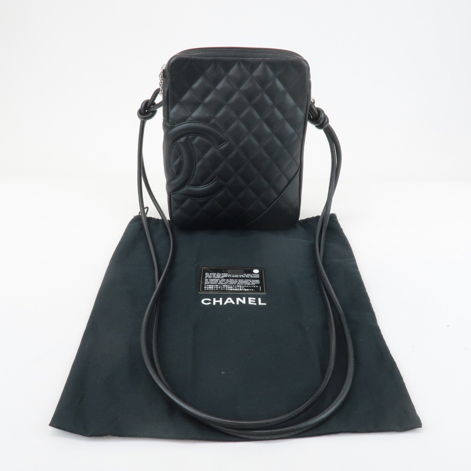 CHANEL Cambon Lamb Skin Medium Pochette Shoulder Bag A25178 Used