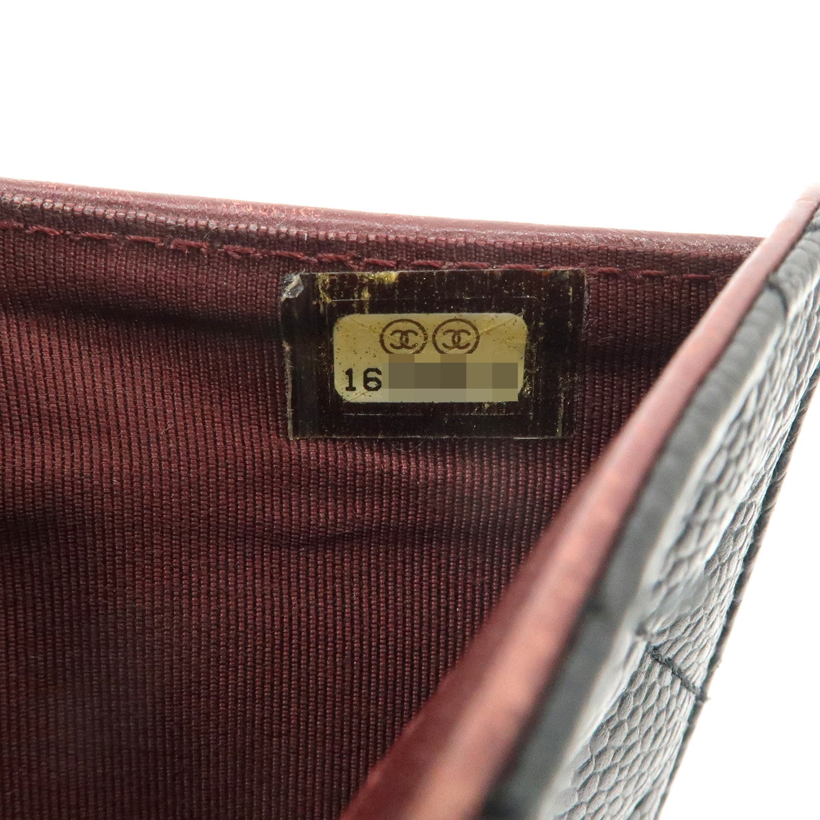 CHANEL COCO Mark Matelasse Caviar Skin Bi-fold Wallet A48667 Used