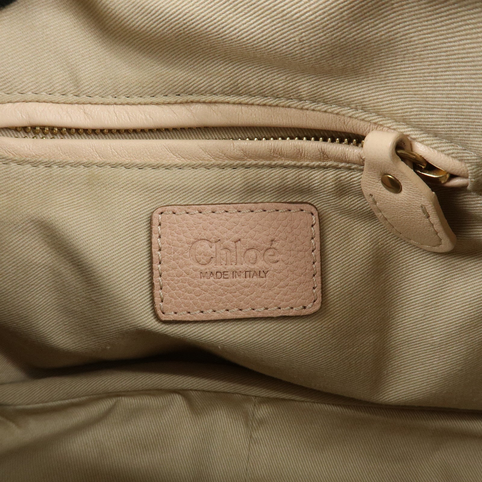 Chloe Paraty Leather 2Way Tote Bag HandBag Shoulder Bag Pink Beige Used