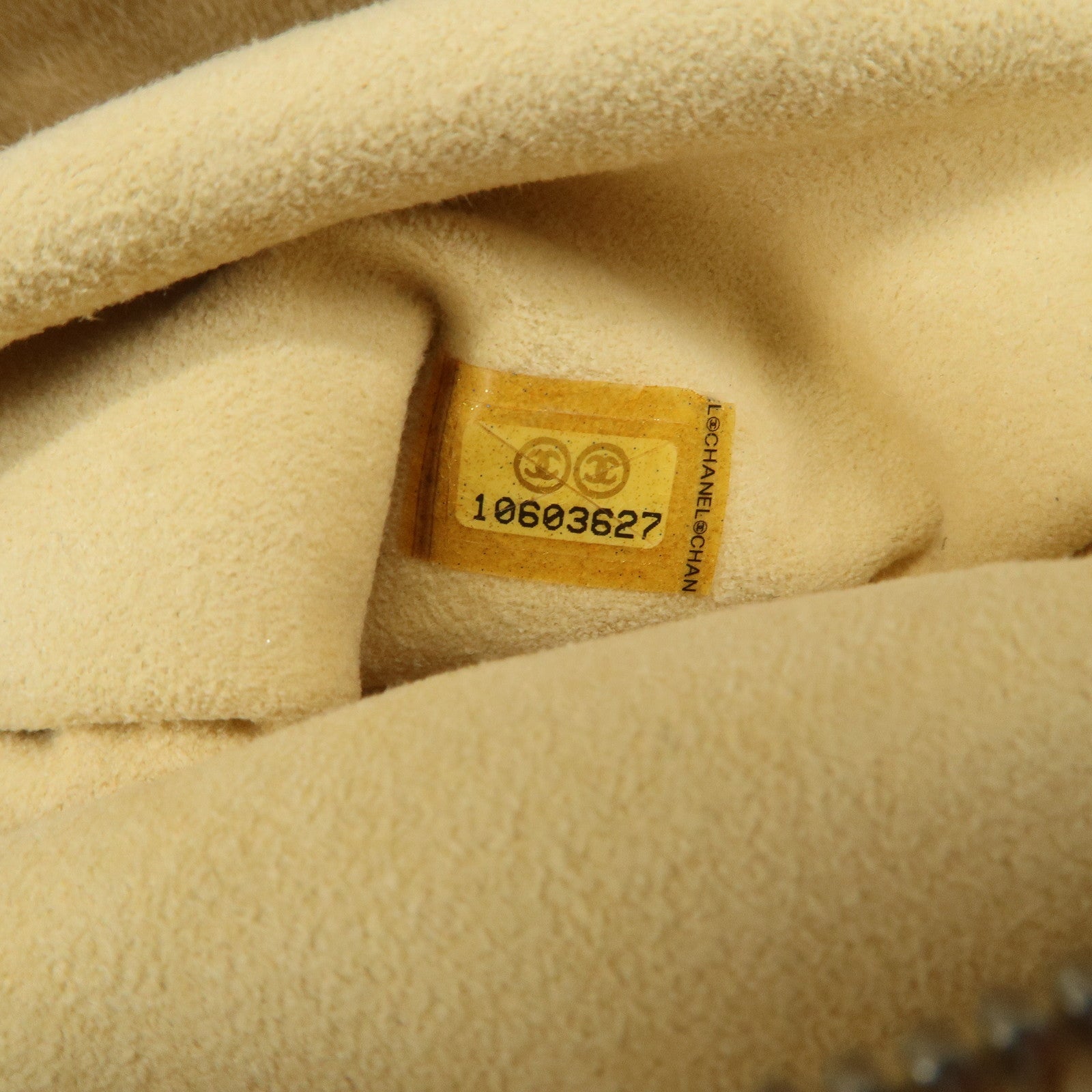 CHANEL COCO Mark No.5 Patent Leather Punching Hand Bag Yellow Used