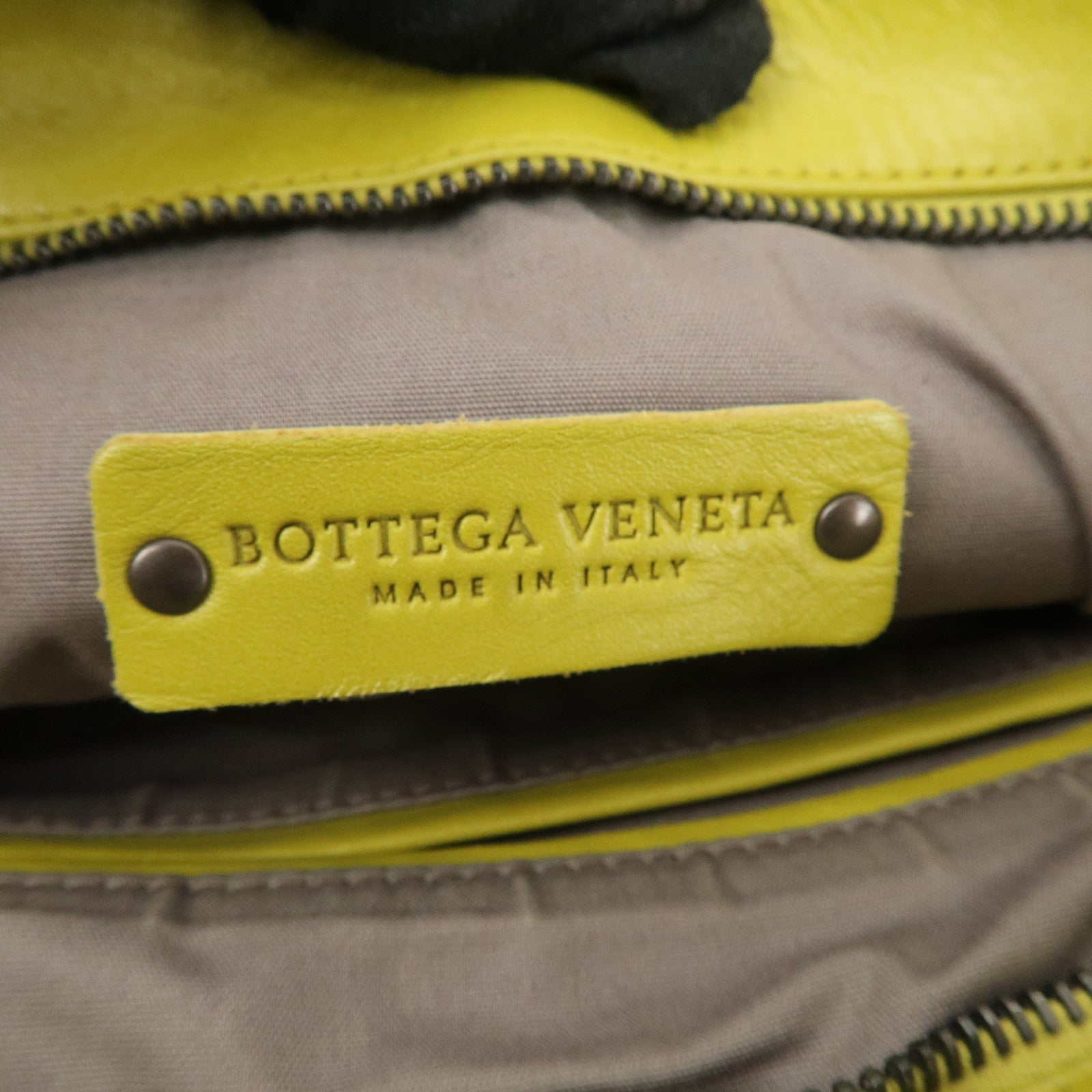 BOTTEGA VENETA Intrecciato Leather Shoulder Bag Yellow Used