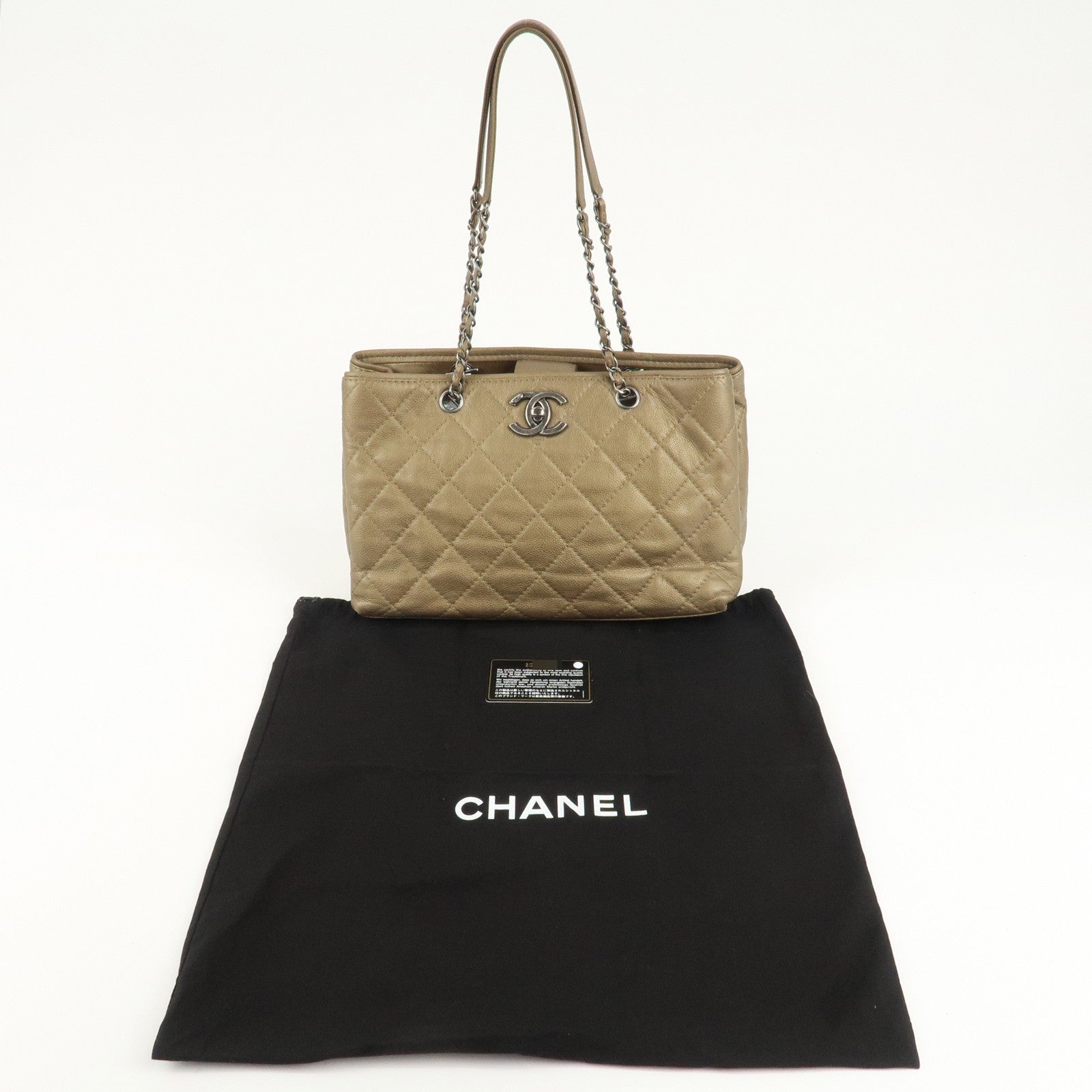 CHANEL Matelasse Caviar Skin COCO Mark Chain Tote Bag A90451 Used