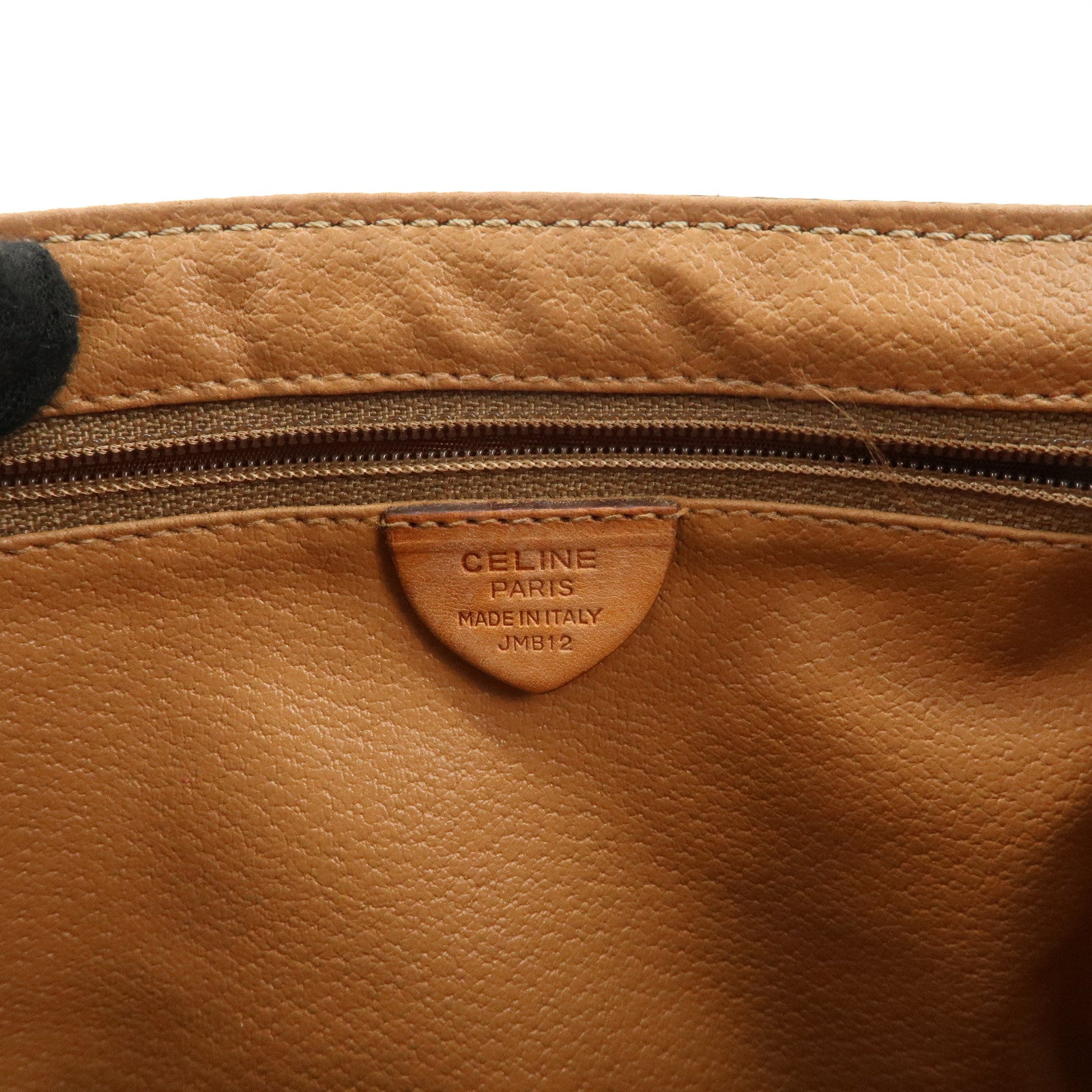 CELINE Macadam PVC Leather Shoulder Bag Brown Gold Hardware Used