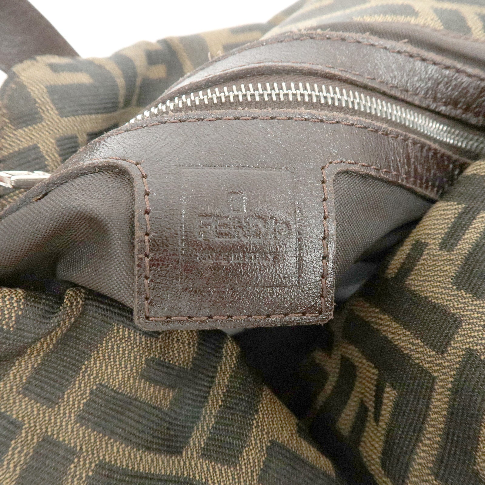 FENDI Zucca Canvas Leather Shoulder Bag Hand Bag 26423Used F/S Used