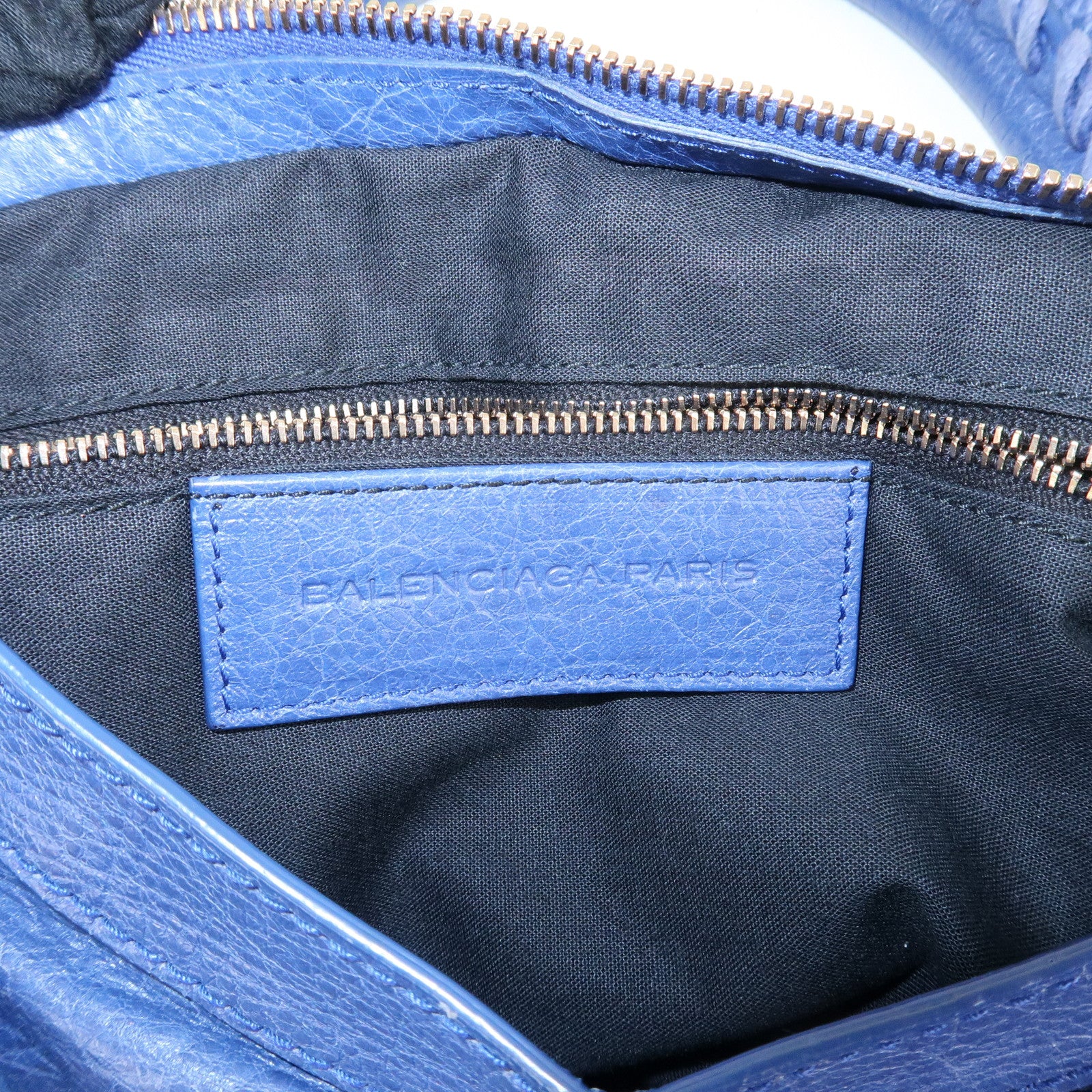 BALENCIAGA The Giant City Leather 2Way Hand Bag Blue 281770 Used