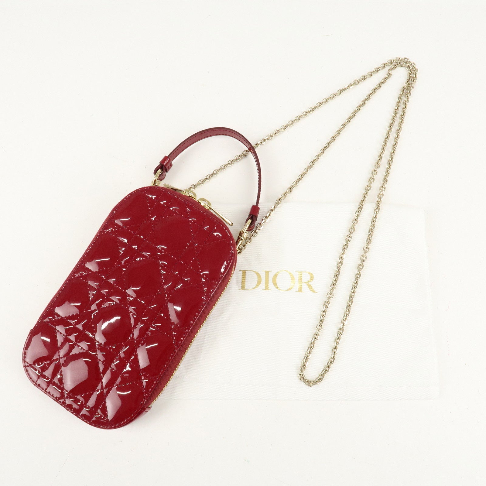 Christian Dior Cannage Patent Leather Phone Holder Used