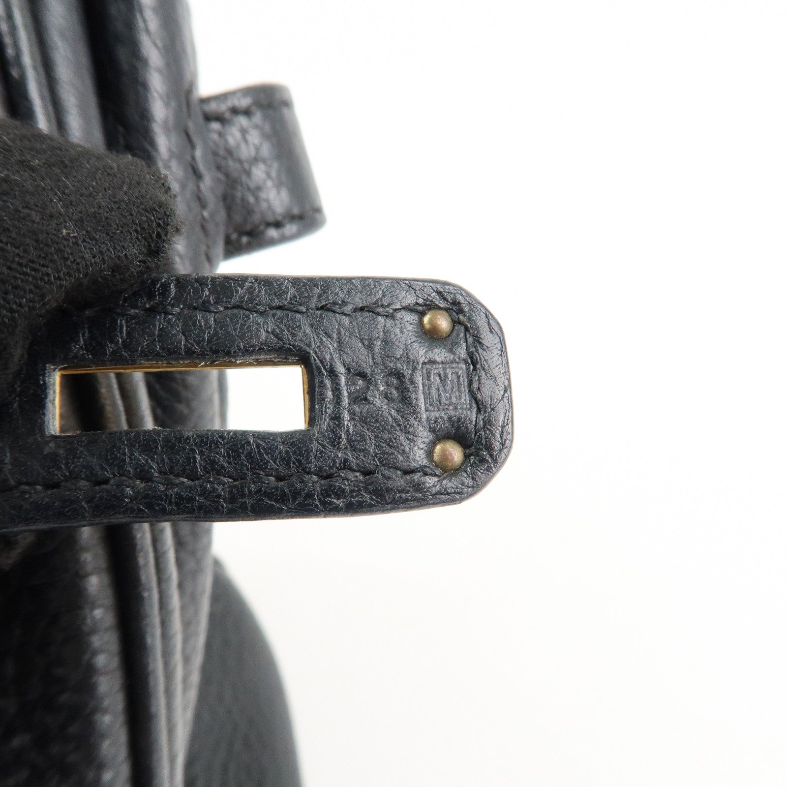 HERMES Taurillon Clemence Birkin 30 M stamped Black Gold Used