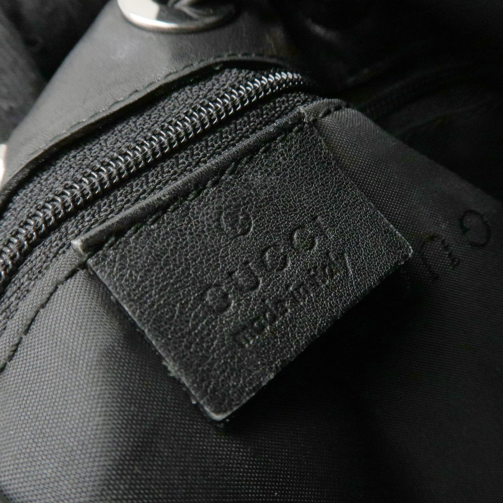 GUCCI Leather Shoulder Bag Drawstring Bag Black Silver 001.4034 Used