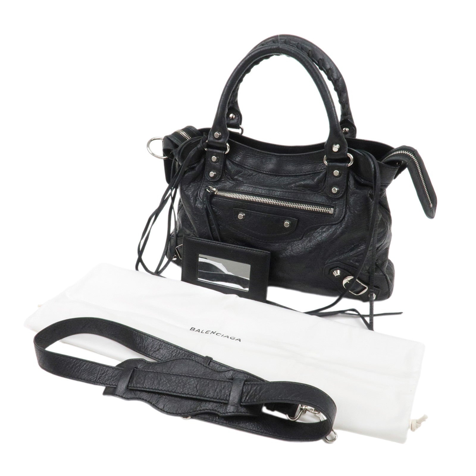 BALENCIAGA The Town Leather 2way Bag Hand Bag Black 240579 Used