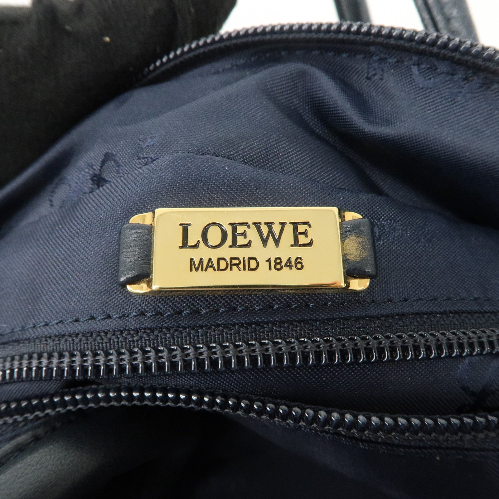 LOEWE Anagram Leather Mini Hand Bag Navy Used